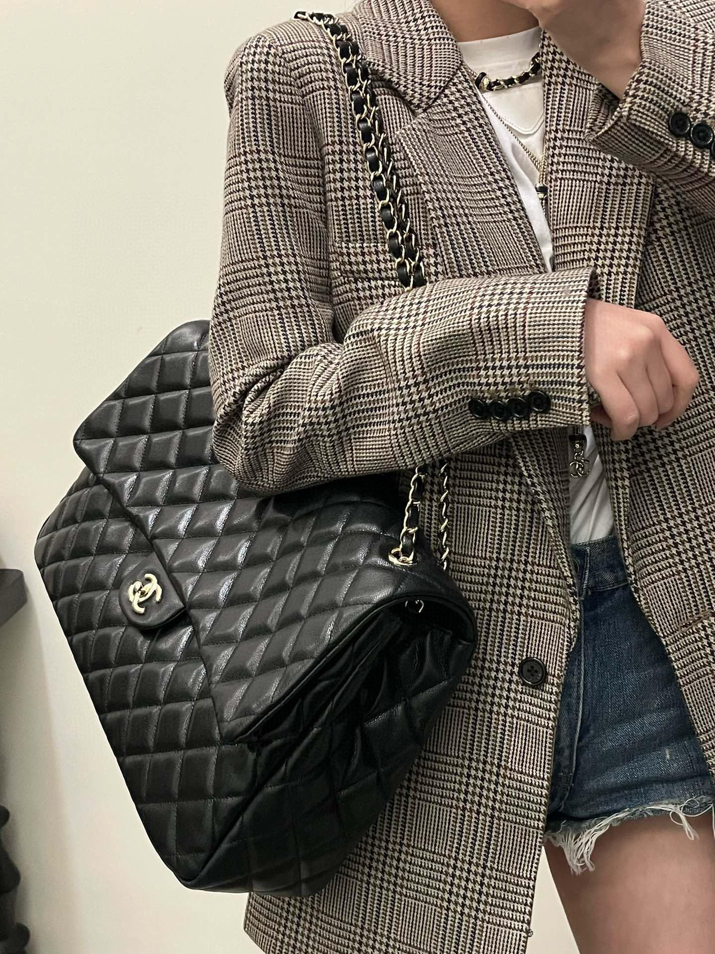 CHANEL | 小香 24c 黑色子醬牛皮超大cf機場包 40cm