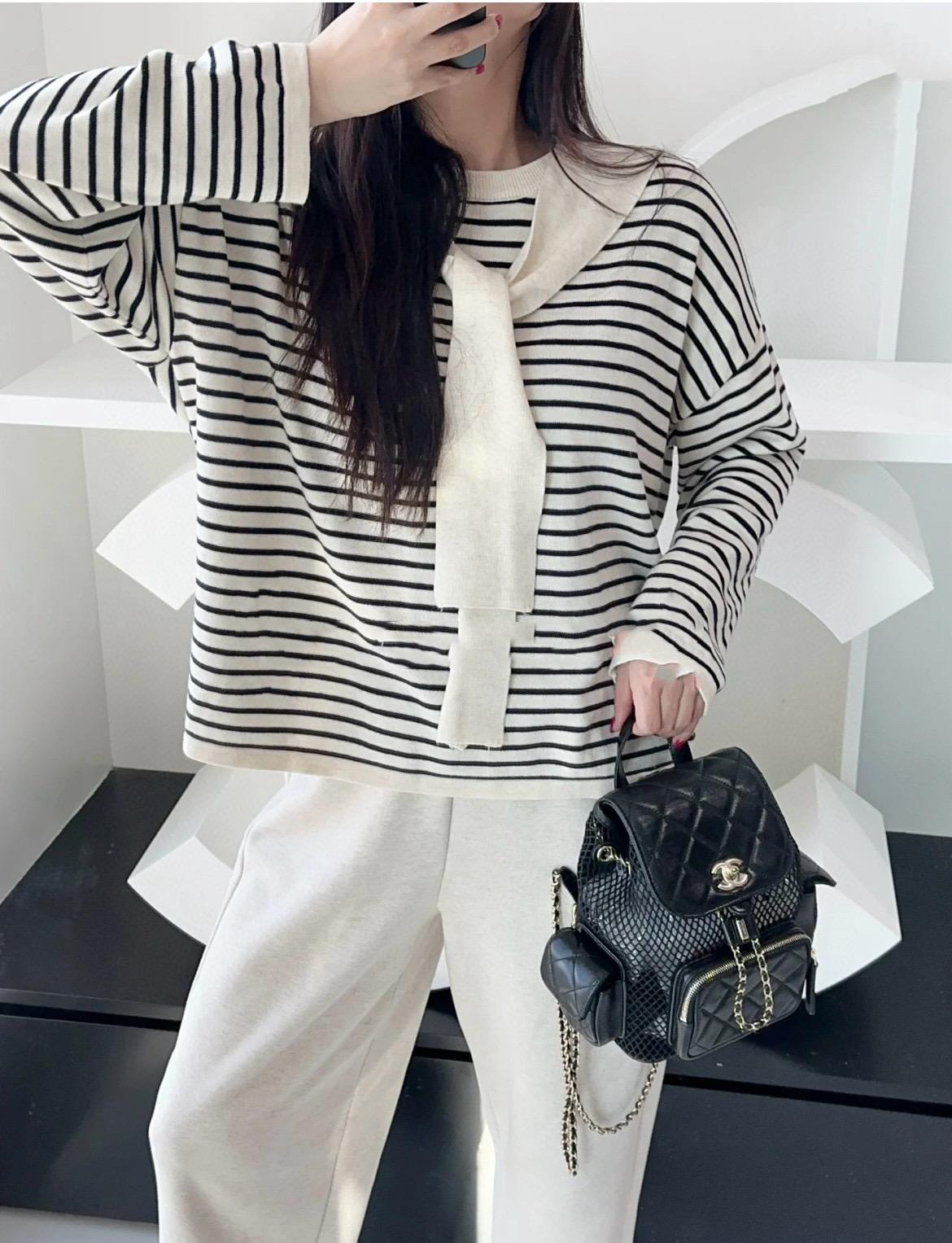 CHANEL | 小香 25S 黑色小羊皮拼接網紗摟空雙肩包 厚背包 25cm