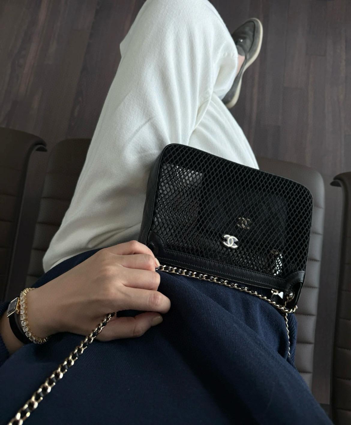 CHANEL | 小香 25S 漁網包 網兜小方包黑色 20cm