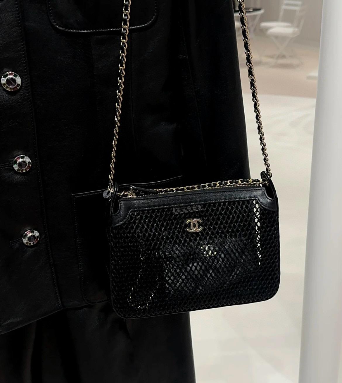 CHANEL | 小香 25S 漁網包 網兜小方包黑色 20cm