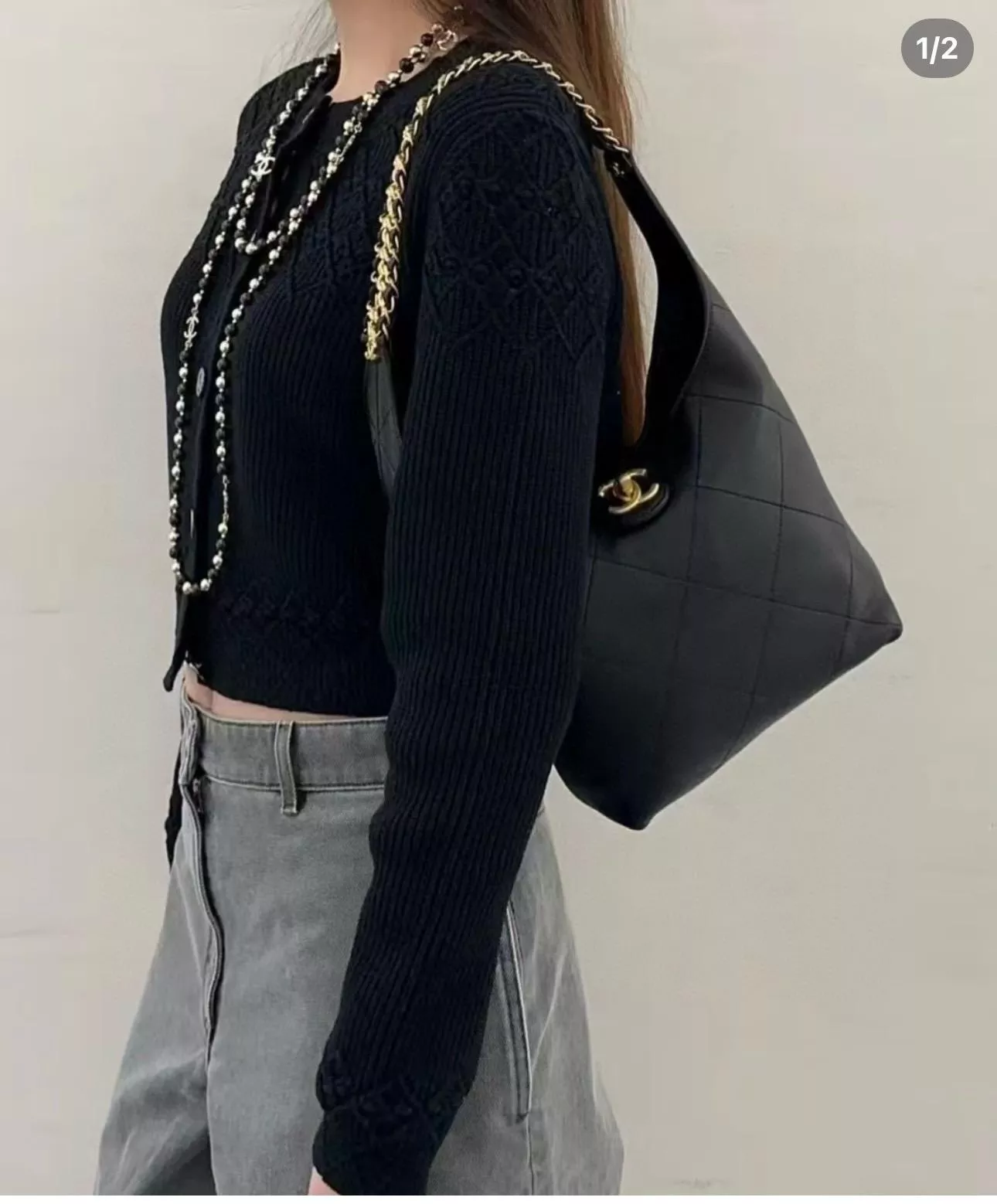 CHANEL | 小香 25P 小號嬉皮hobo腋下包 復古霧面五金 小羊皮材質/真皮 27*23*21cm
