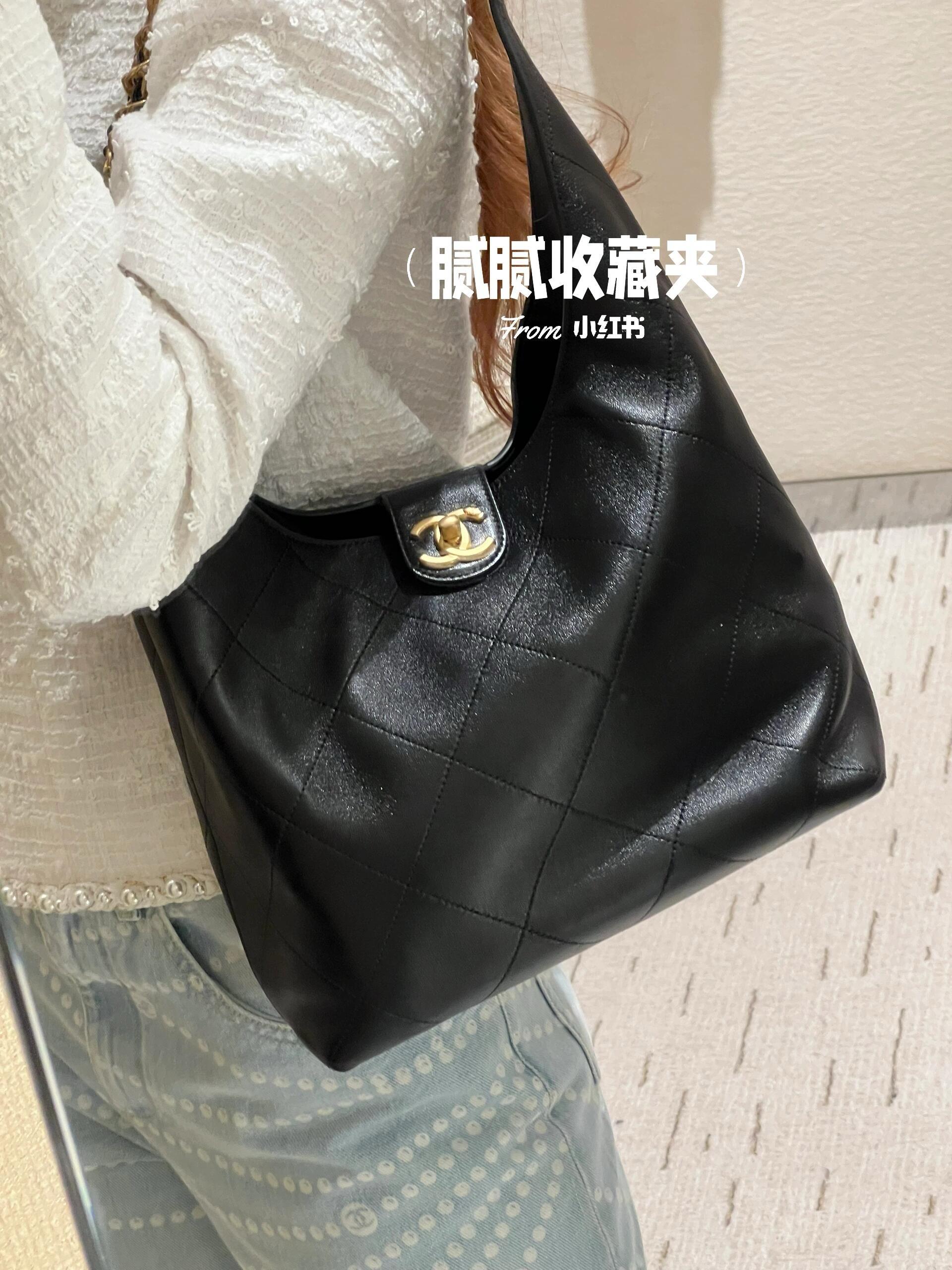 CHANEL | 小香 25P 大號 嬉皮hobo腋下包 復古霧面五金 小羊皮材質/真皮 30cm