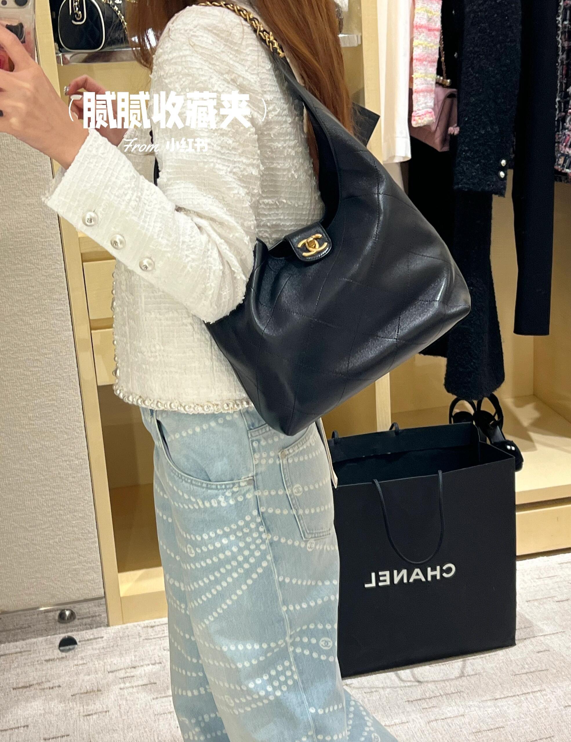 CHANEL | 小香 25P 大號 嬉皮hobo腋下包 復古霧面五金 小羊皮材質/真皮 30cm