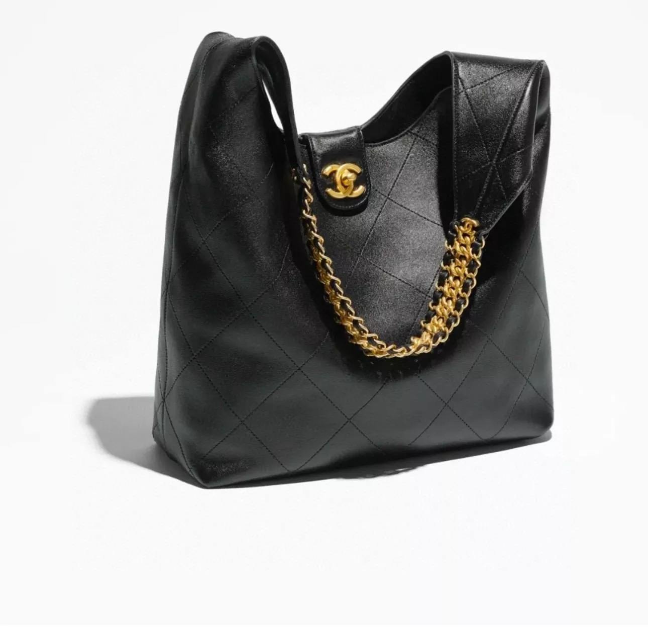 CHANEL | 小香 25P 大號 嬉皮hobo腋下包 復古霧面五金 小羊皮材質/真皮 30cm