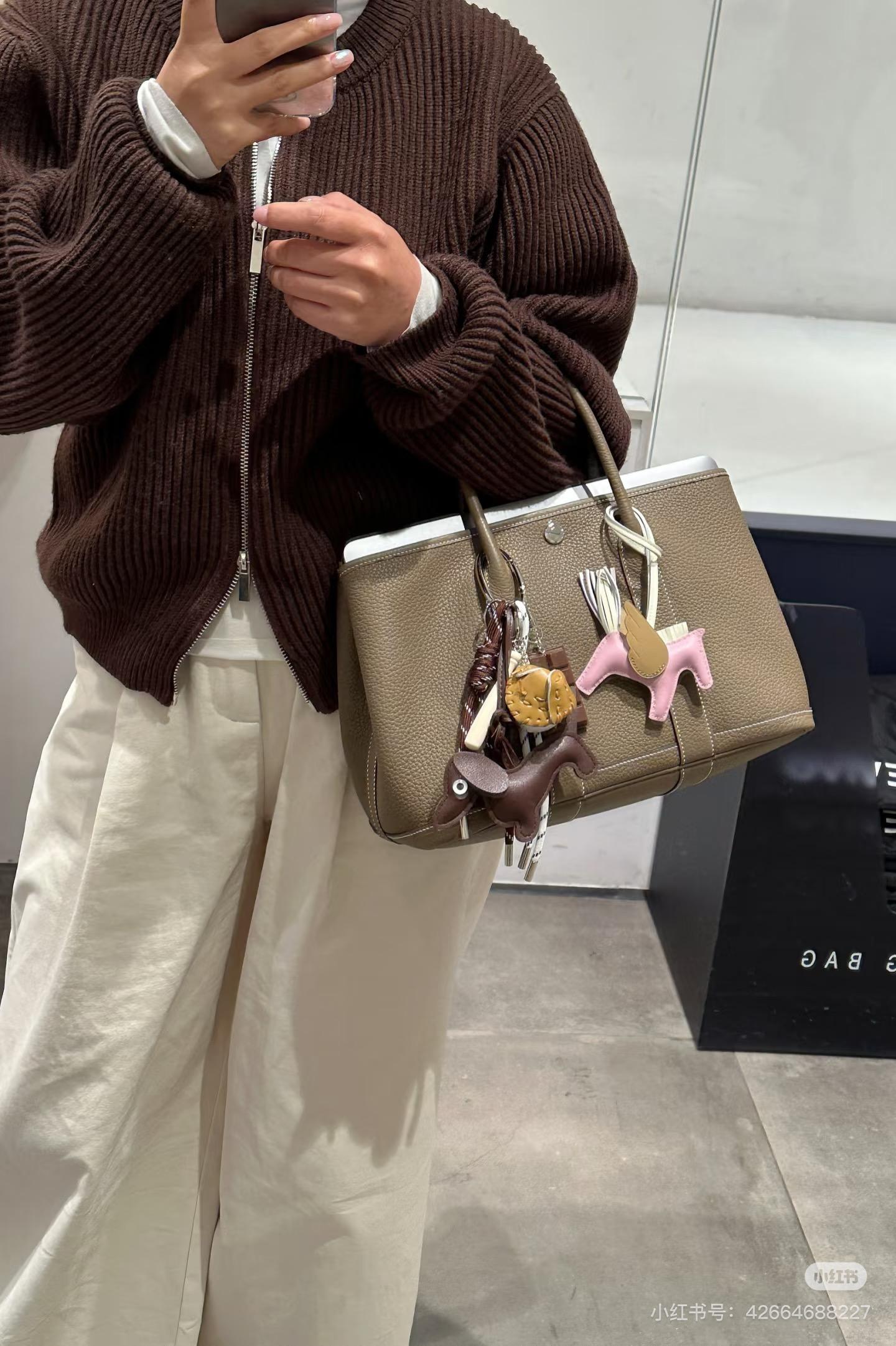 HERMES 大象灰 Negonda皮 Garden party 花園包 GP 30cm 