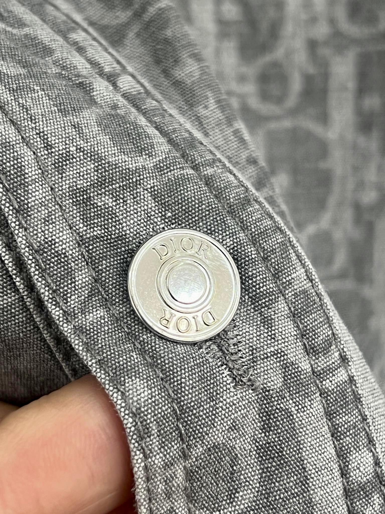 DIOR 滿印老花Oblique印花牛仔襯衫外套