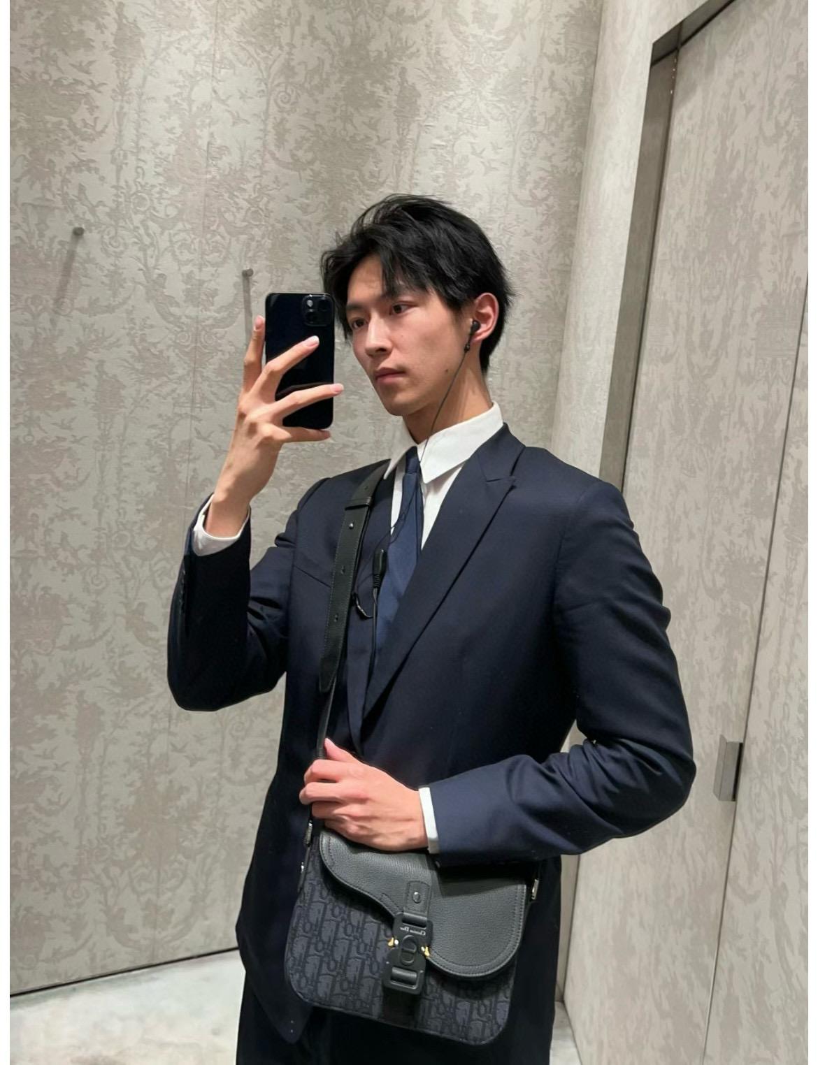 DIOR 黑色Oblique 緹花 Saddle 小型翻蓋郵差包 23cm