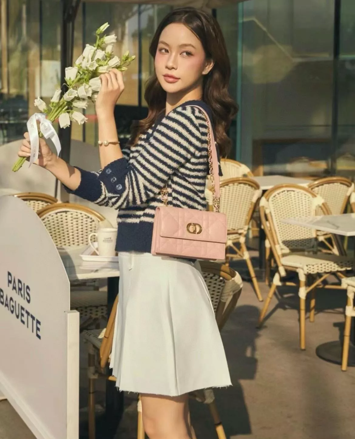DIOR 小羊皮/真皮 粉色 Miss Caro /肩背包 18cm