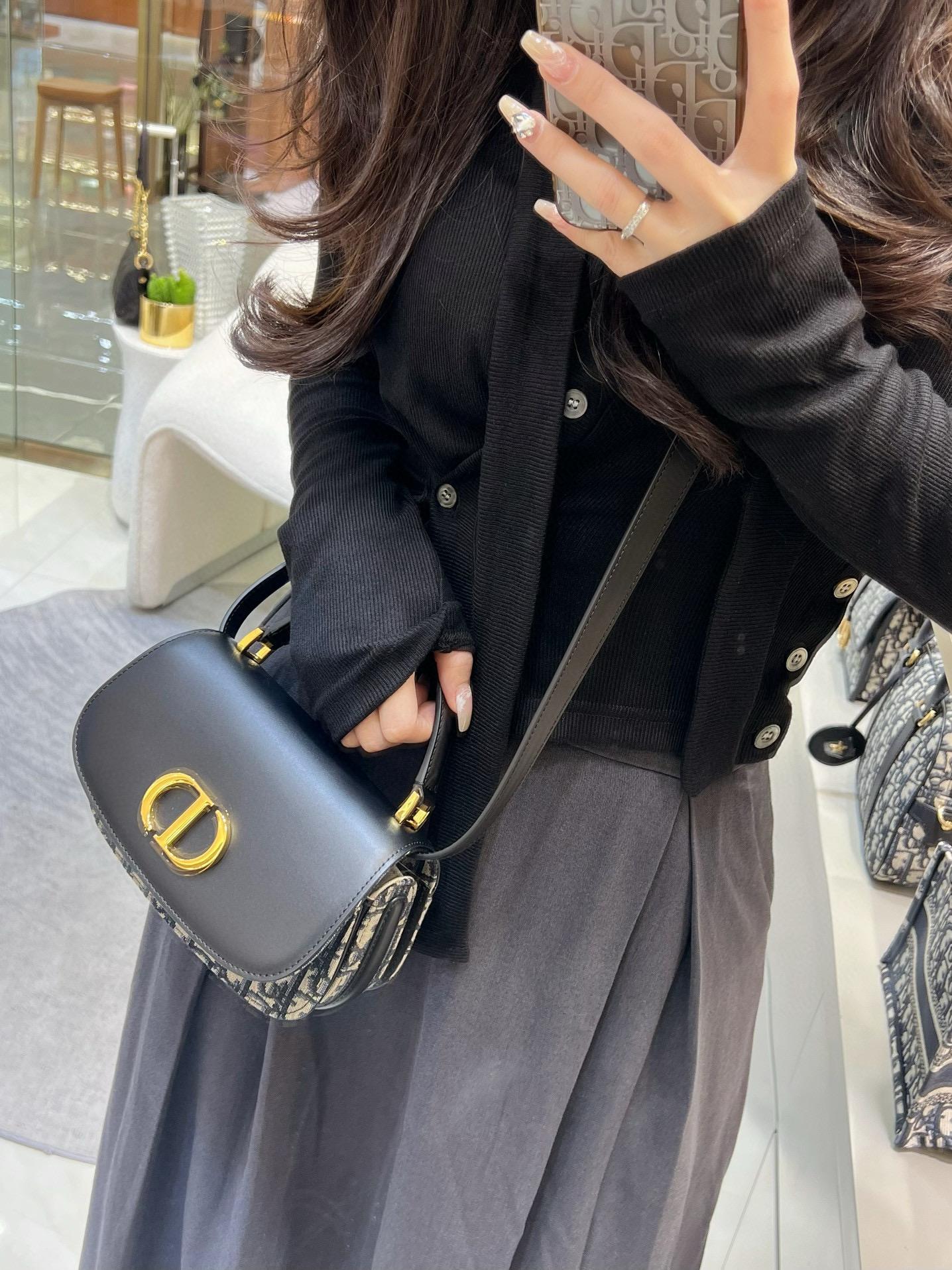 DIOR 老花配皮 30 Montaigne Avenue Top Handle 小型包 19cm