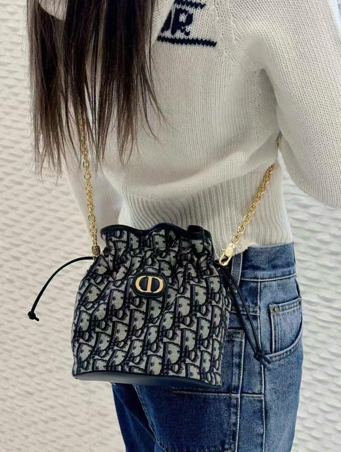 DIOR 30 Montaigne 附抽繩迷你水桶包 福袋包 16*18cm