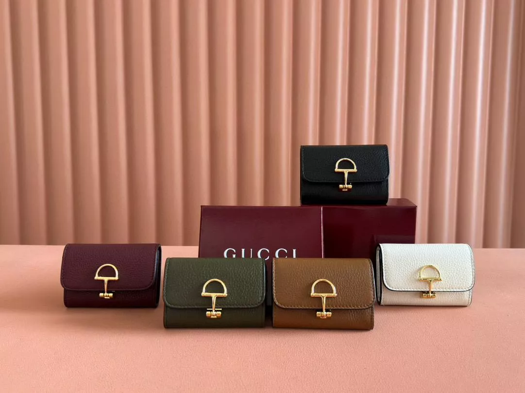 GUCCI 五色 粒面牛皮 SOFTBIT系列翻蓋式卡包 零錢包