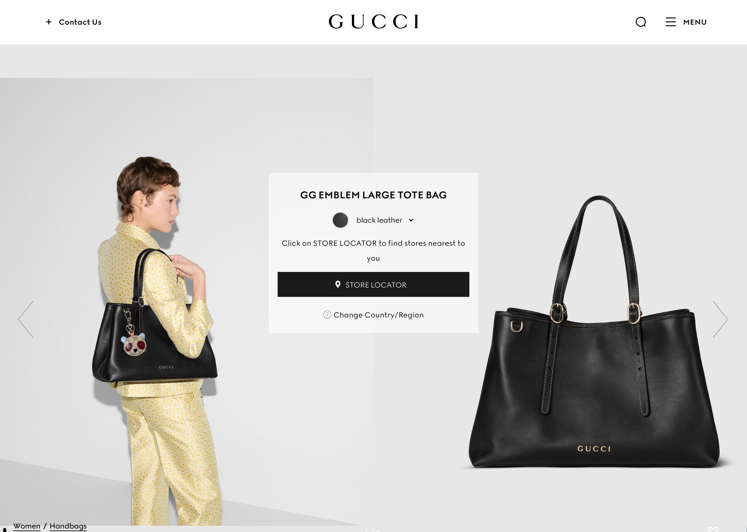GUCCI Emblem系列 全皮款/黑色 GG EMBLEM LARGE TOTE BAG