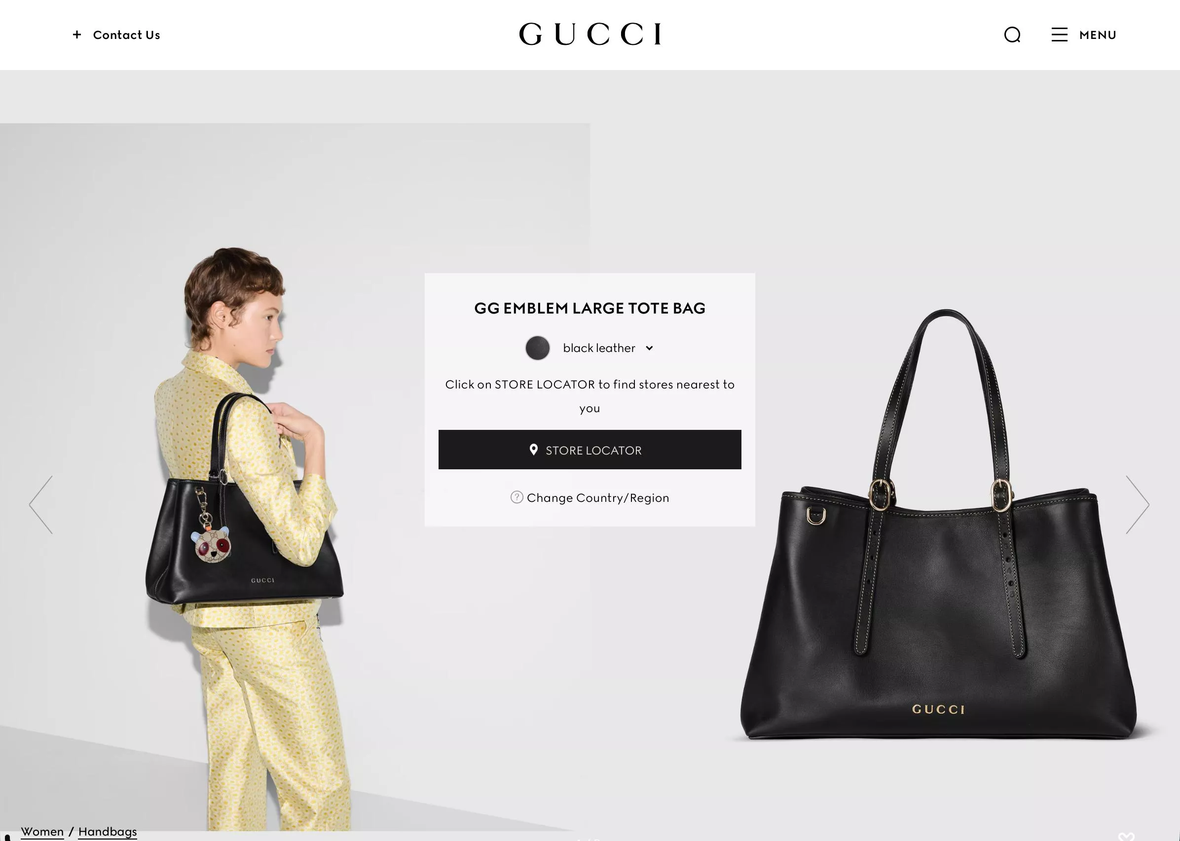 GUCCI Emblem系列 全皮款/黑色 GG EMBLEM LARGE TOTE BAG