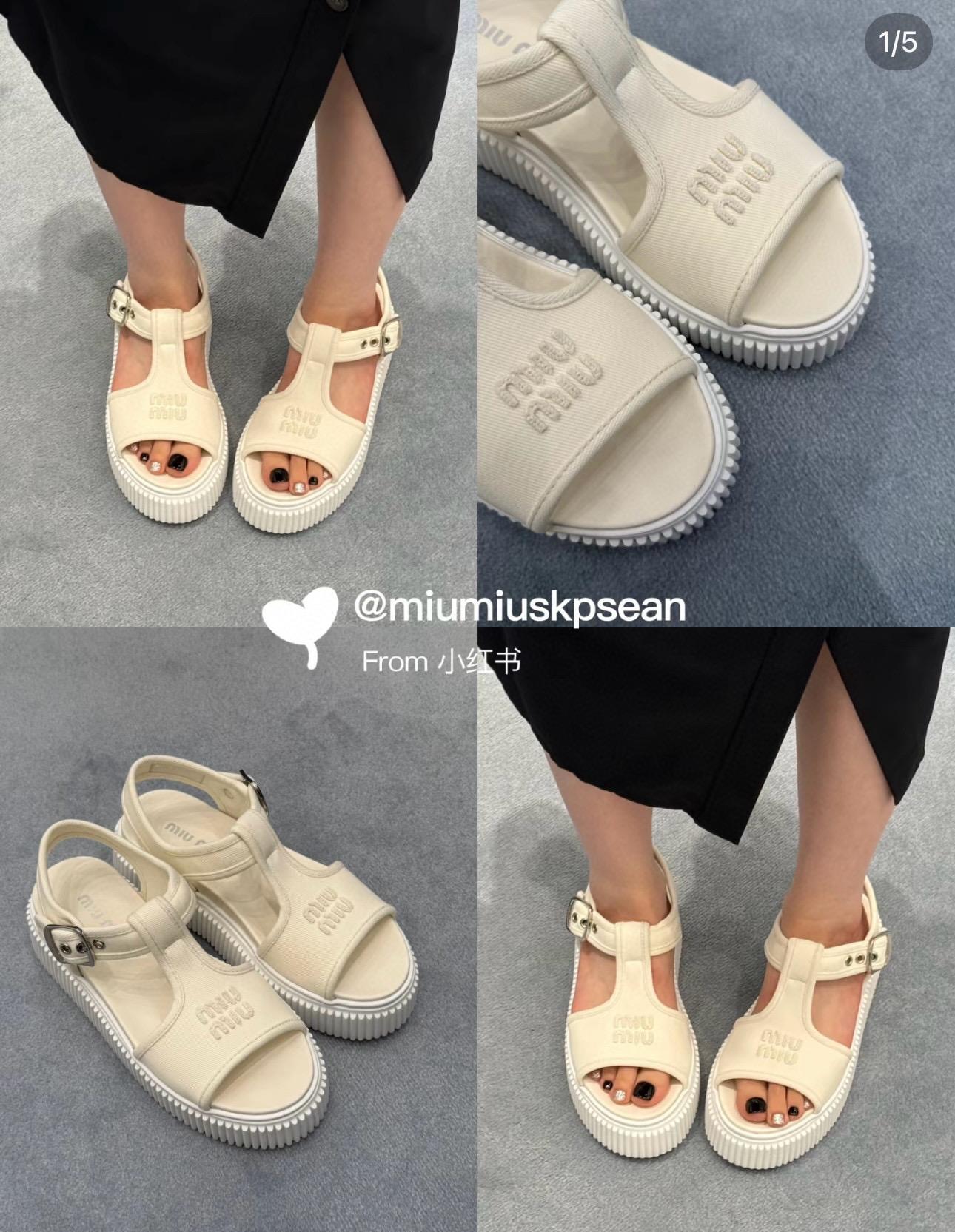 Miumiu 25s 松糕厚底休閒小白鞋 帆布鞋 涼鞋 35-40 底厚4.5cm
