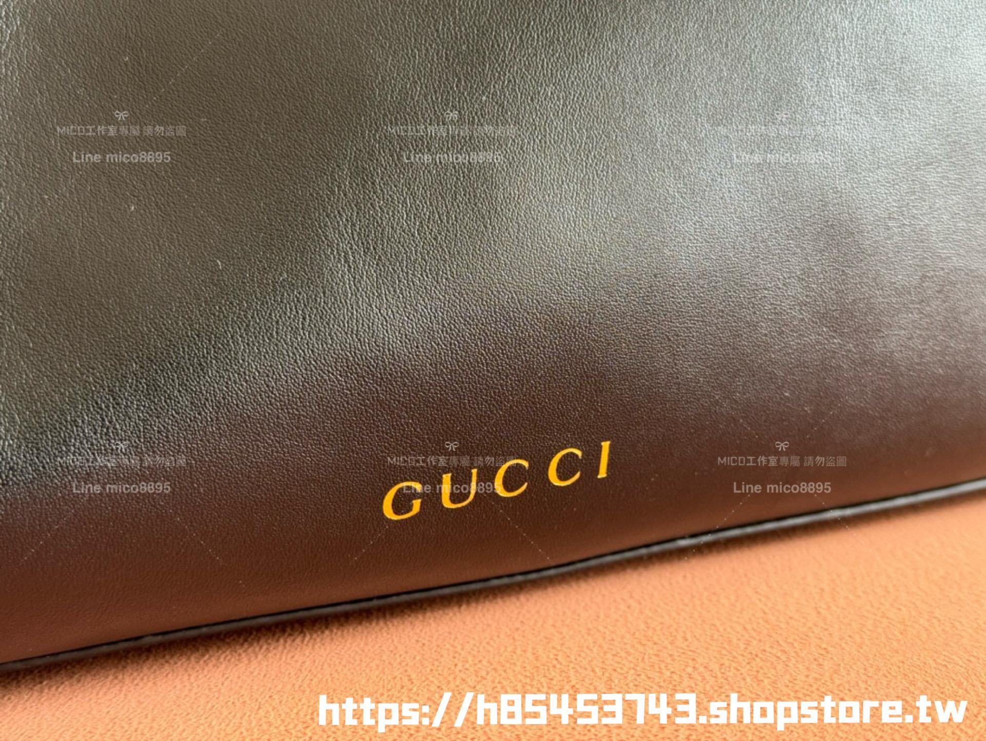 GUCCI Emblem系列 全皮款/黑色 GG EMBLEM LARGE TOTE BAG