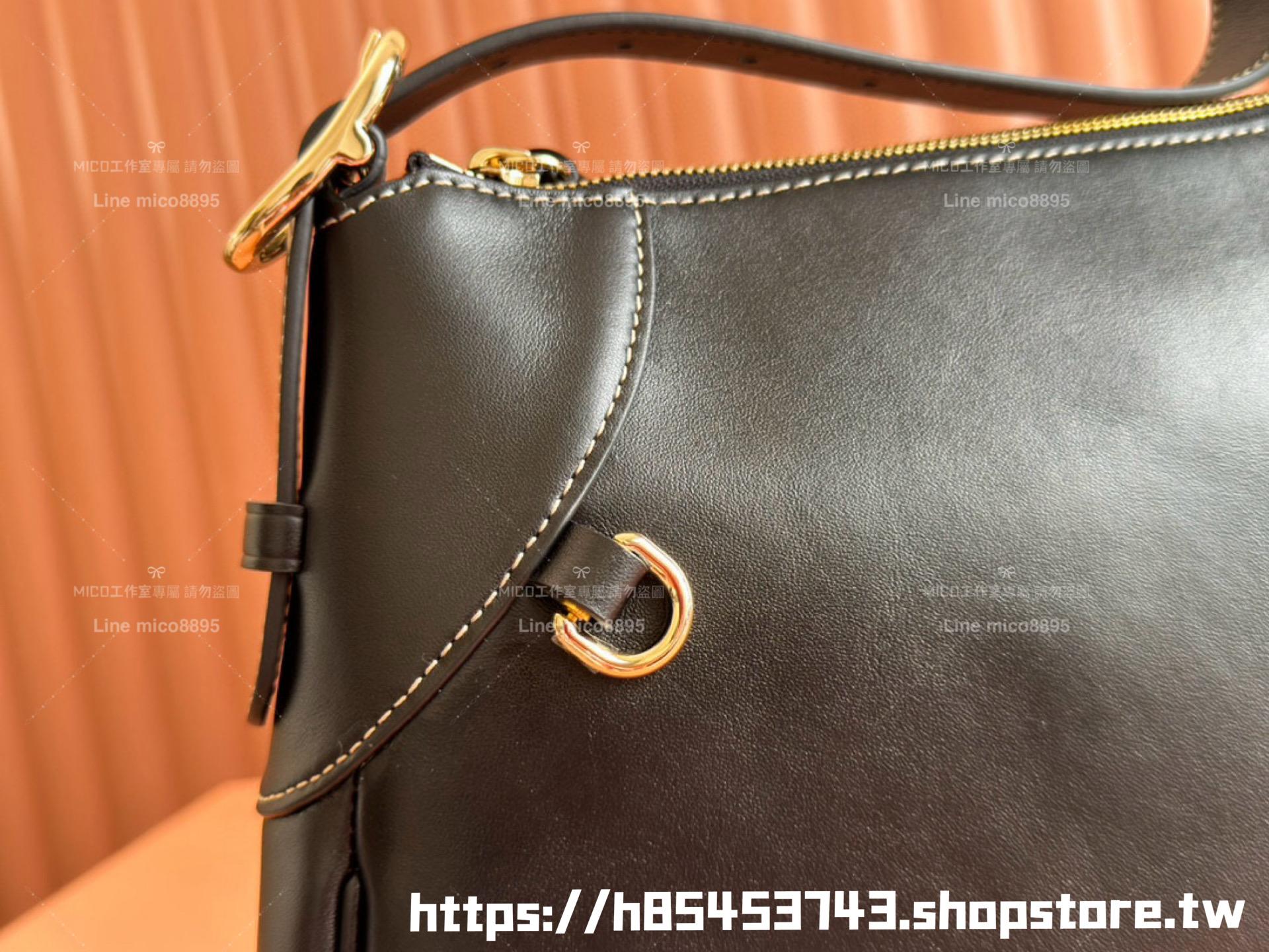 GUCCI Emblem系列 全皮款/黑色 HoBo腋下包 37cm