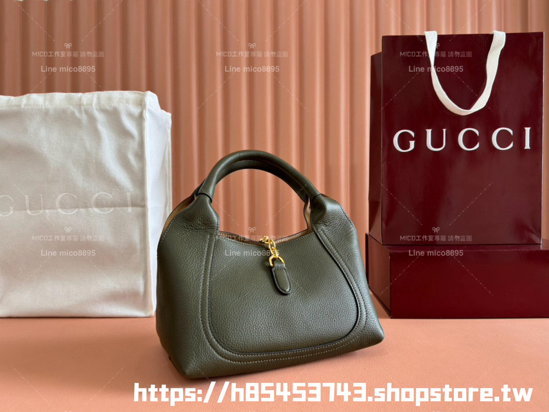 Gucci 粒面牛皮/森林綠 Softbit系列 馬銜扣造型手提包 27cm
