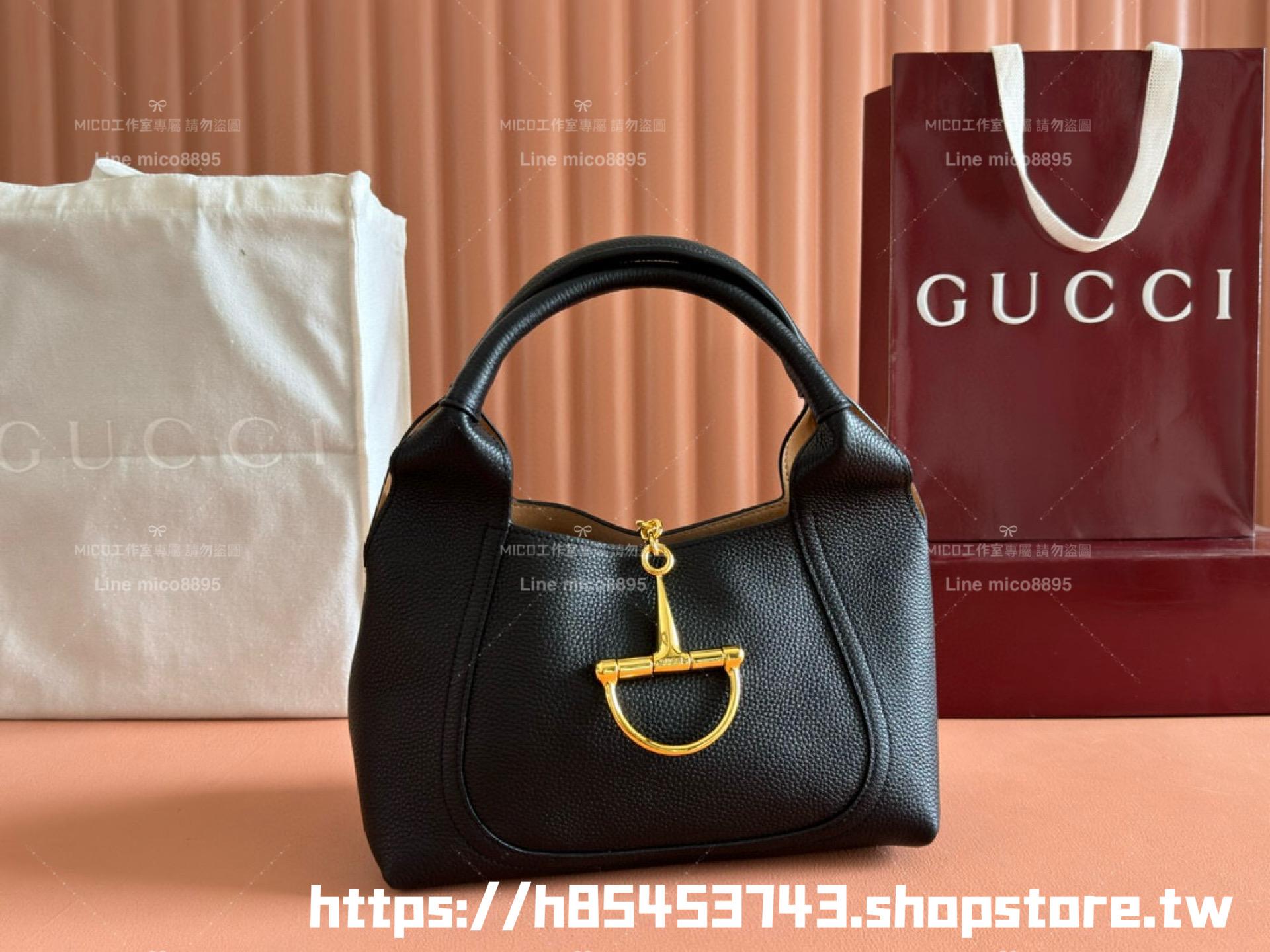 Gucci 粒面牛皮四色 Softbit系列 馬銜扣造型手提包 27cm