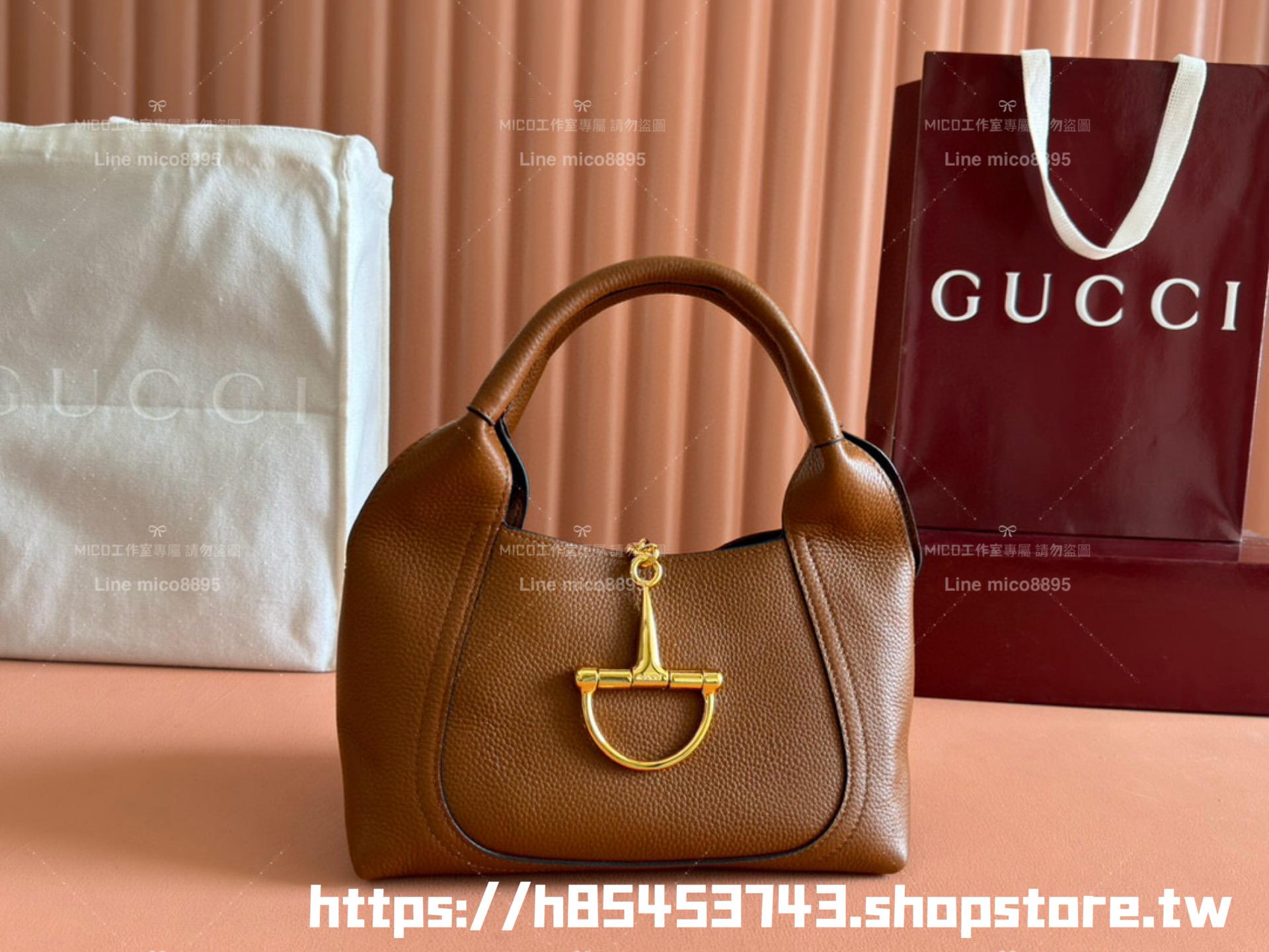 Gucci 粒面牛皮四色 Softbit系列 馬銜扣造型手提包 27cm