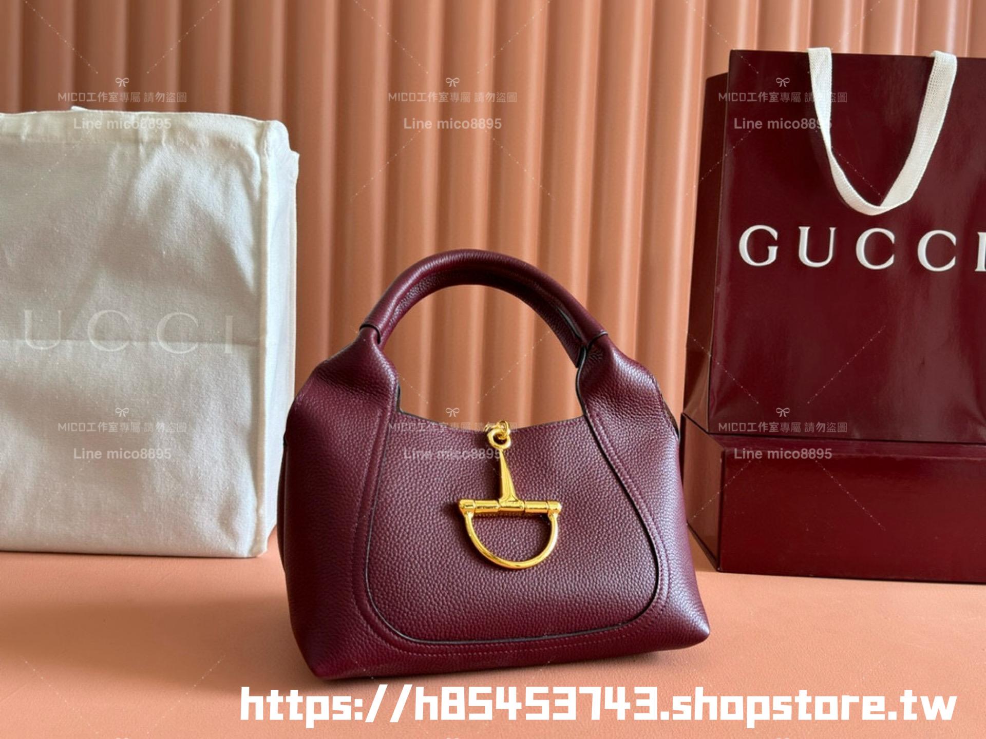 Gucci 粒面牛皮四色 Softbit系列 馬銜扣造型手提包 27cm