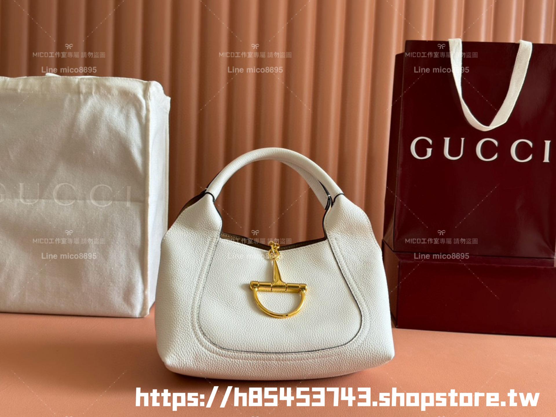 Gucci 粒面牛皮四色 Softbit系列 馬銜扣造型手提包 27cm