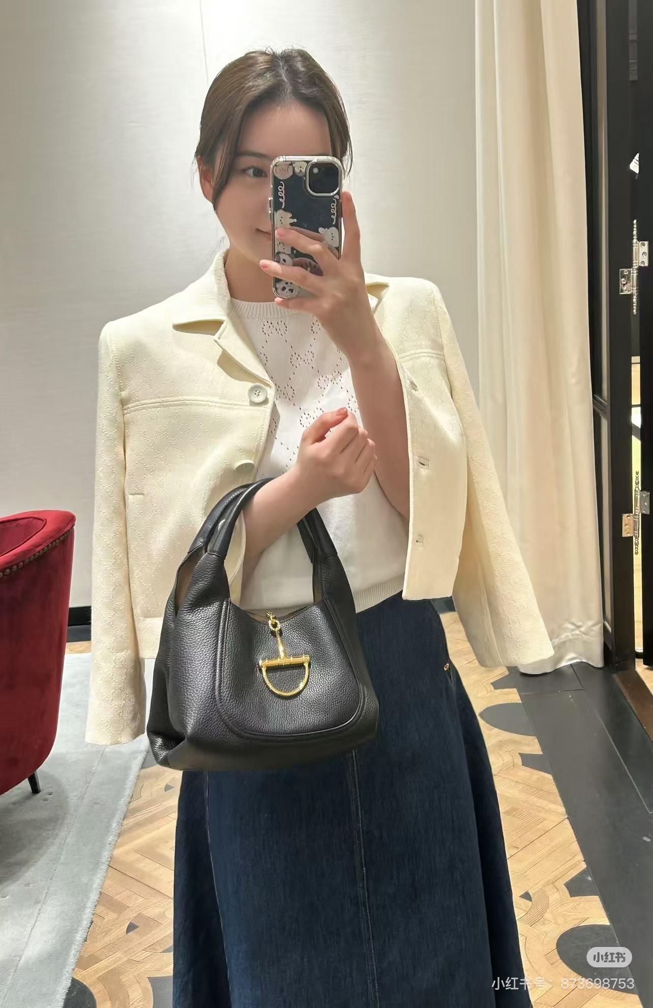 Gucci 粒面牛皮四色 Softbit系列 馬銜扣造型手提包 27cm