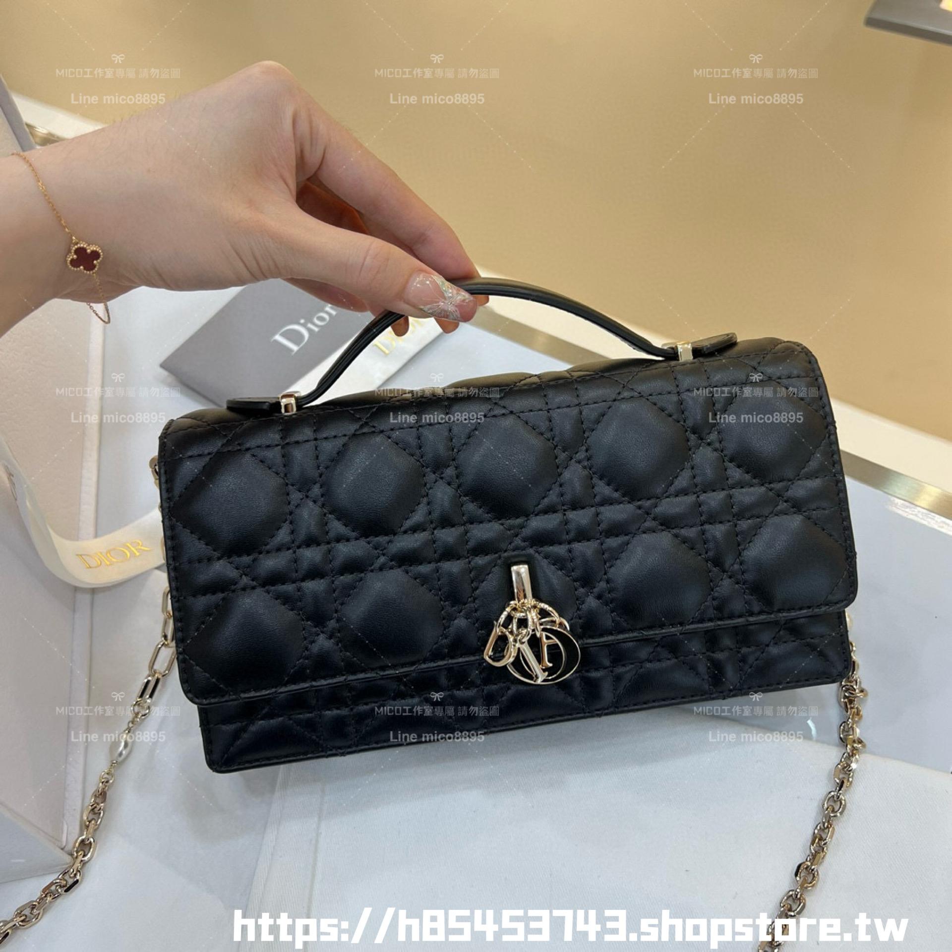 DIOR 真皮 小牛皮 Miss Dior 鏈條包 21cm 酒紅/淡粉/寶寶藍/玫瑰粉/沙褐色/奶白色/黑色