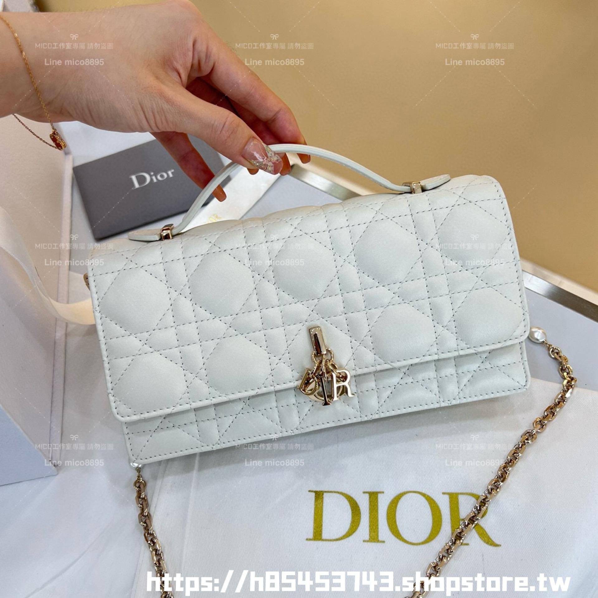 DIOR 真皮 小牛皮 Miss Dior 鏈條包 21cm 酒紅/淡粉/寶寶藍/玫瑰粉/沙褐色/奶白色/黑色