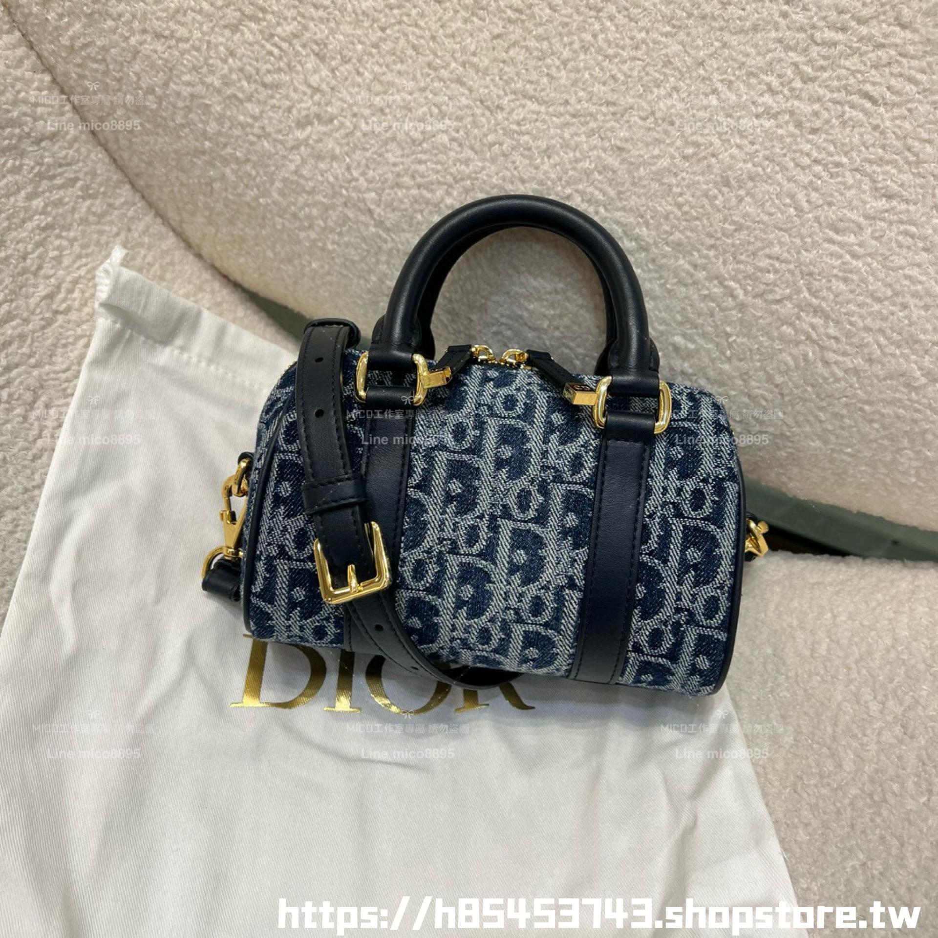 DIOR 牛仔老花波士頓包 Groove  枕頭包 16cm