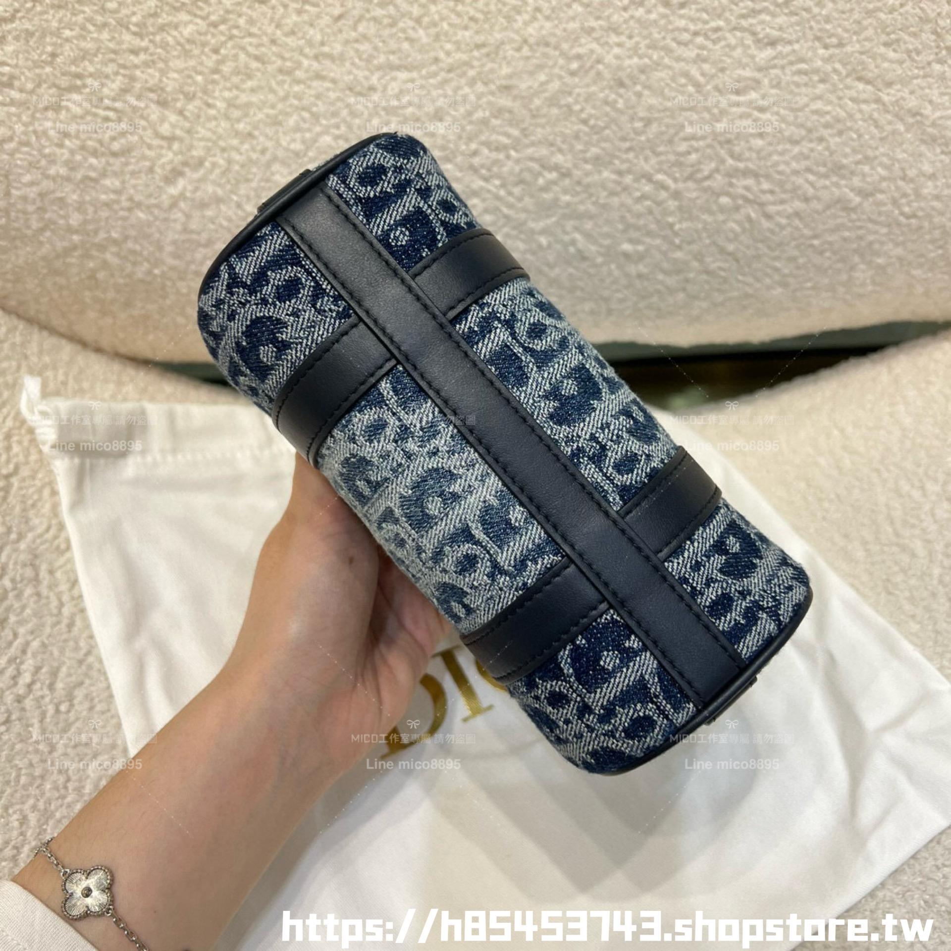 DIOR 牛仔老花波士頓包 Groove  枕頭包 16cm