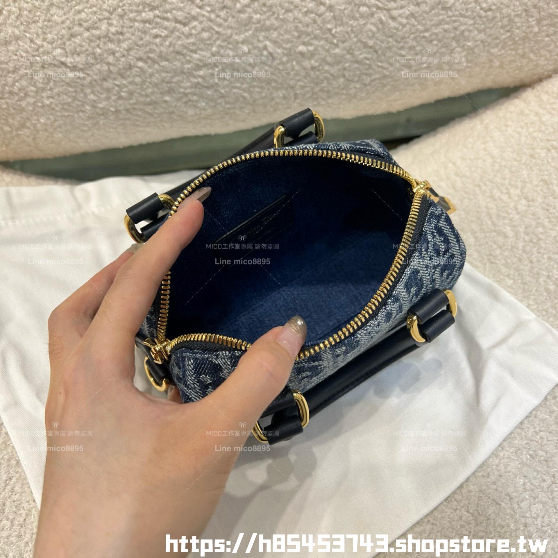 DIOR 牛仔老花波士頓包 Groove  枕頭包 16cm