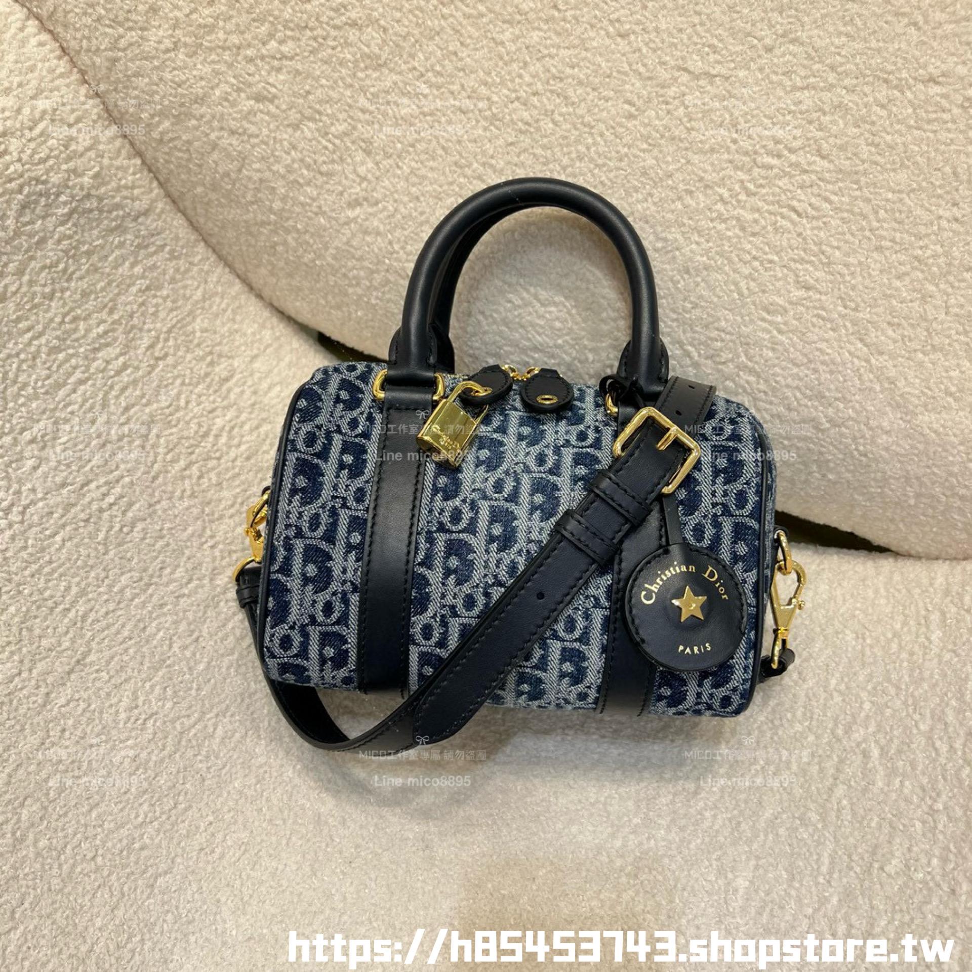 DIOR 牛仔老花漸變波士頓包 Groove20 枕頭包 20cm