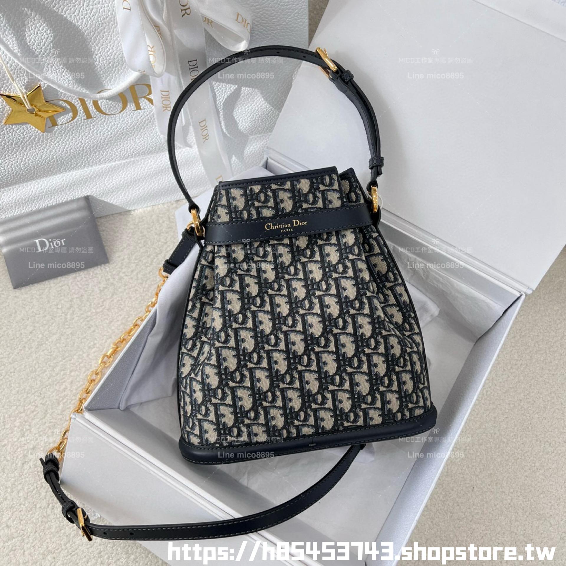 DIOR 經典老花 Cest手提斜挎抽繩水桶包 24cm