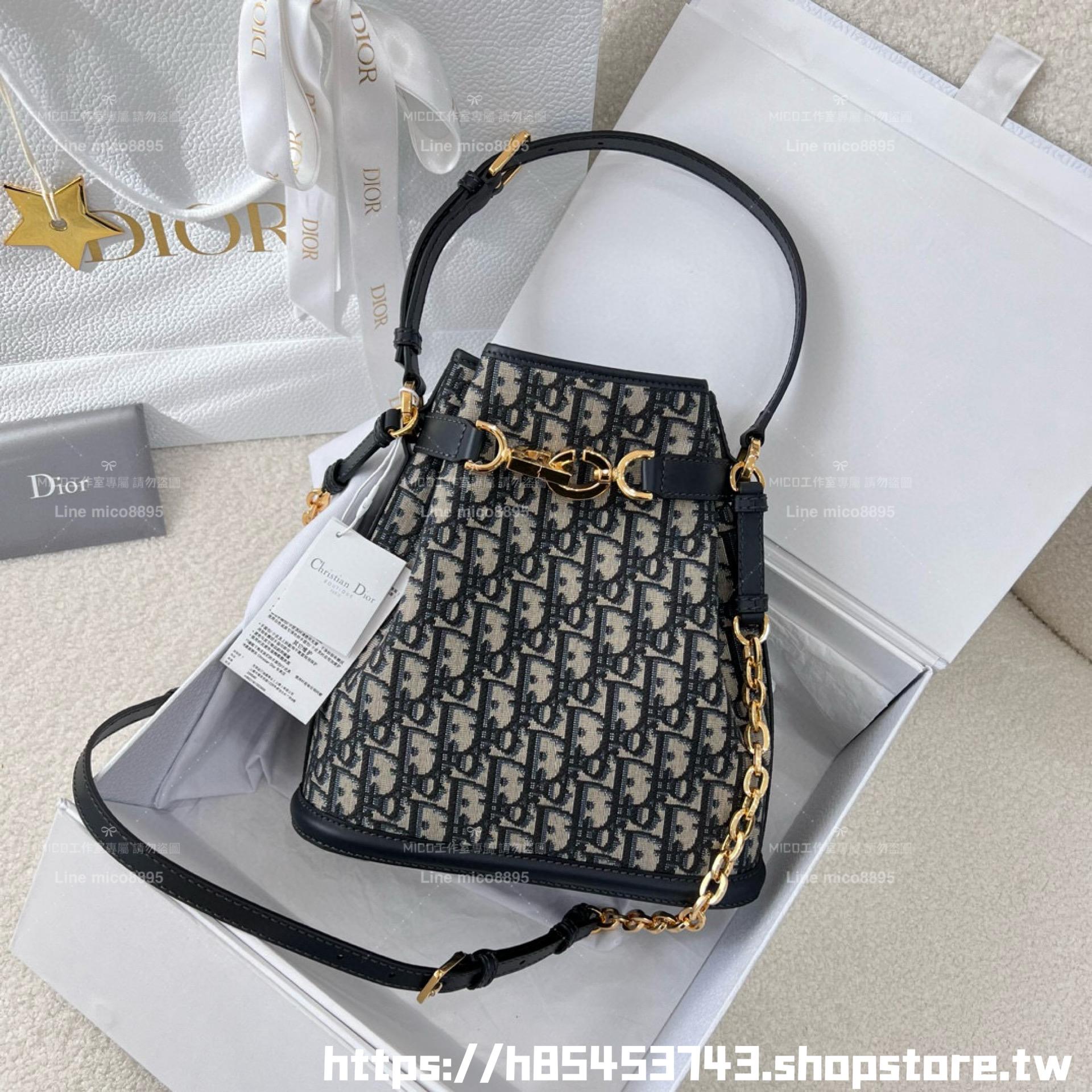DIOR 經典老花 Cest手提斜挎抽繩水桶包 24cm