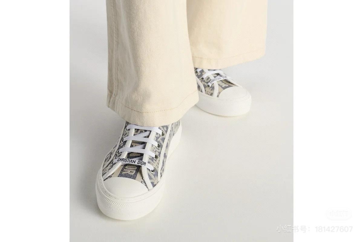 DIOR 25s新色 灰藍色字母刺繡帆布鞋 休閒鞋 35-40