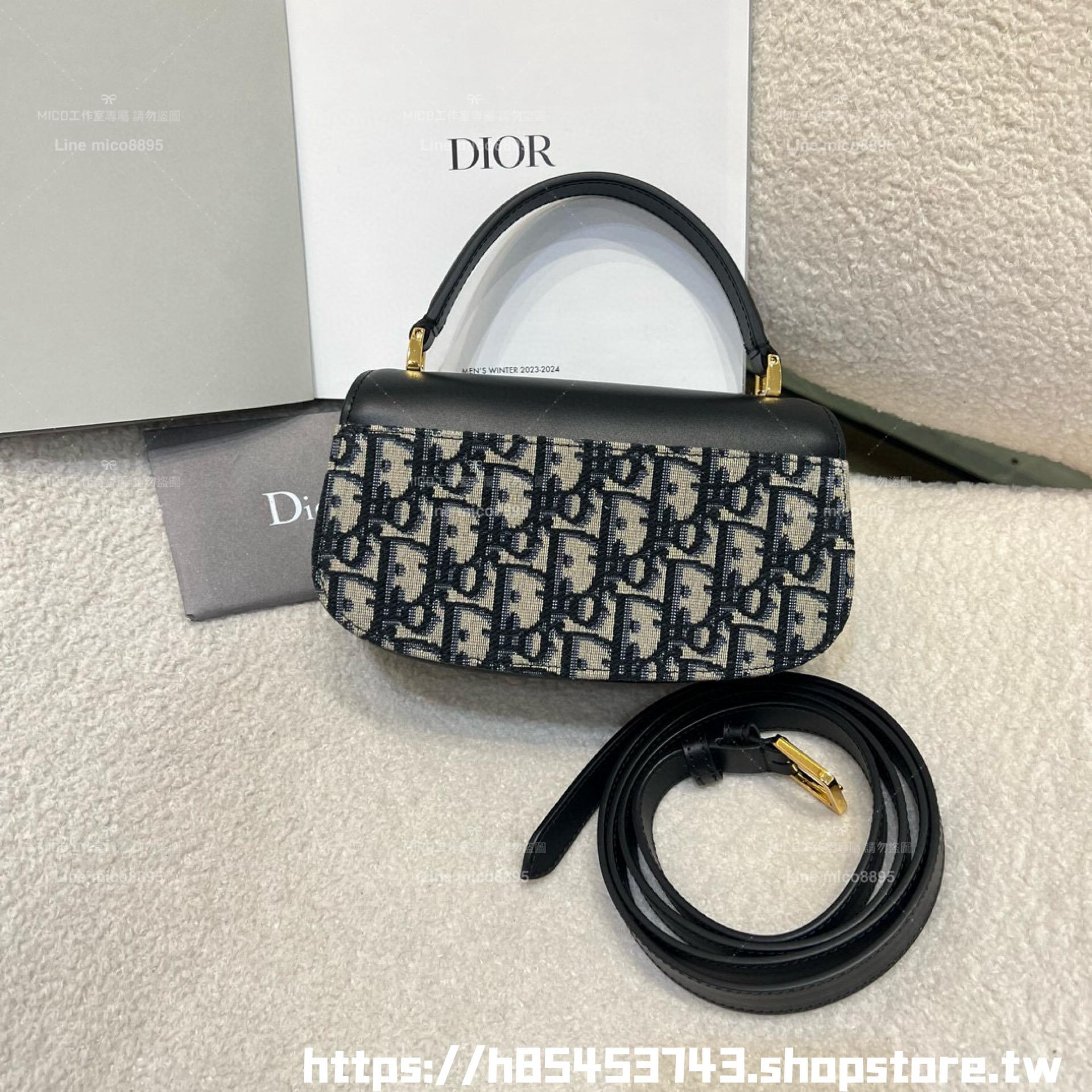 DIOR 老花配皮 30 Montaigne Avenue Top Handle 小型包 19cm