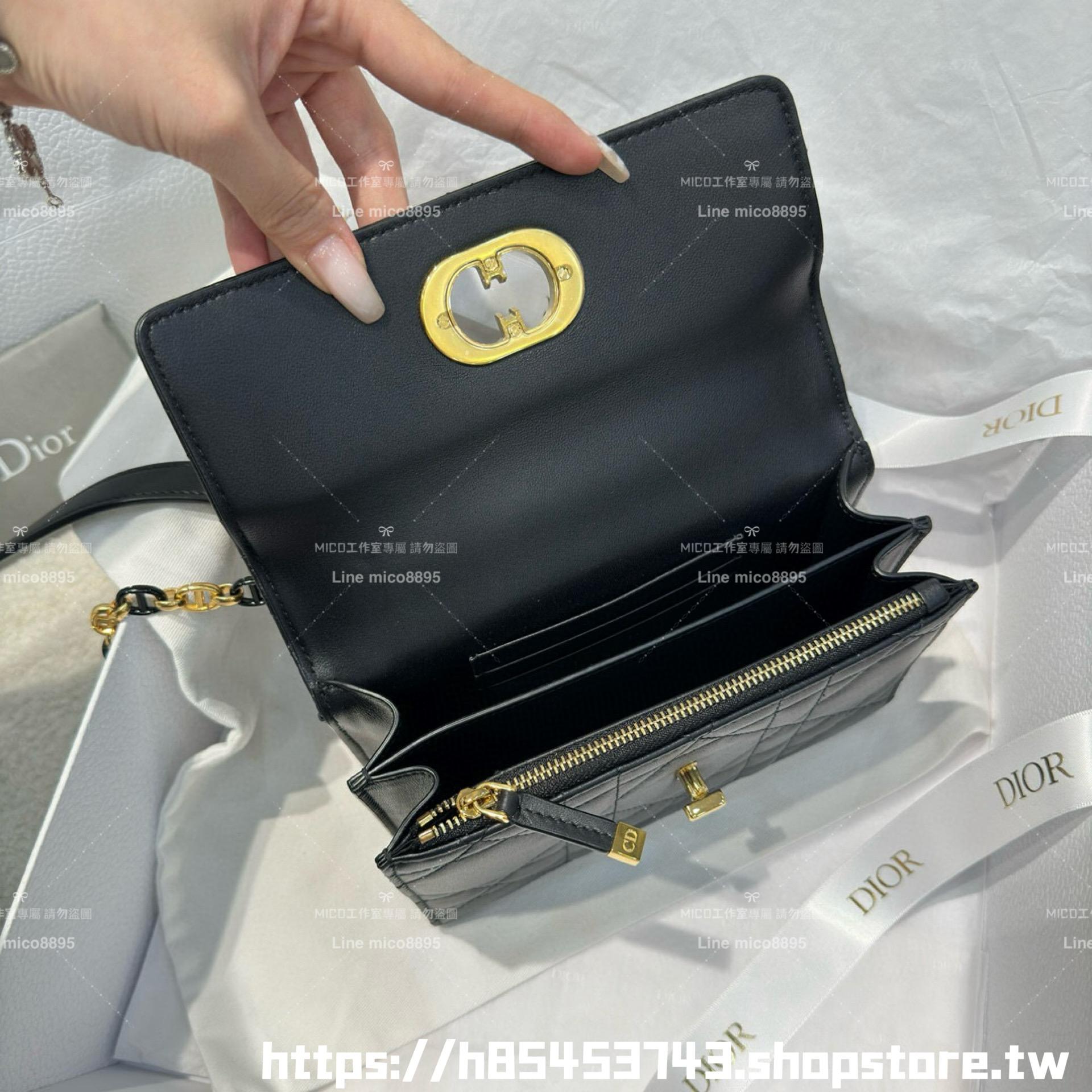 DIOR 小羊皮/真皮 黑色 Miss Caro /肩背包 18cm