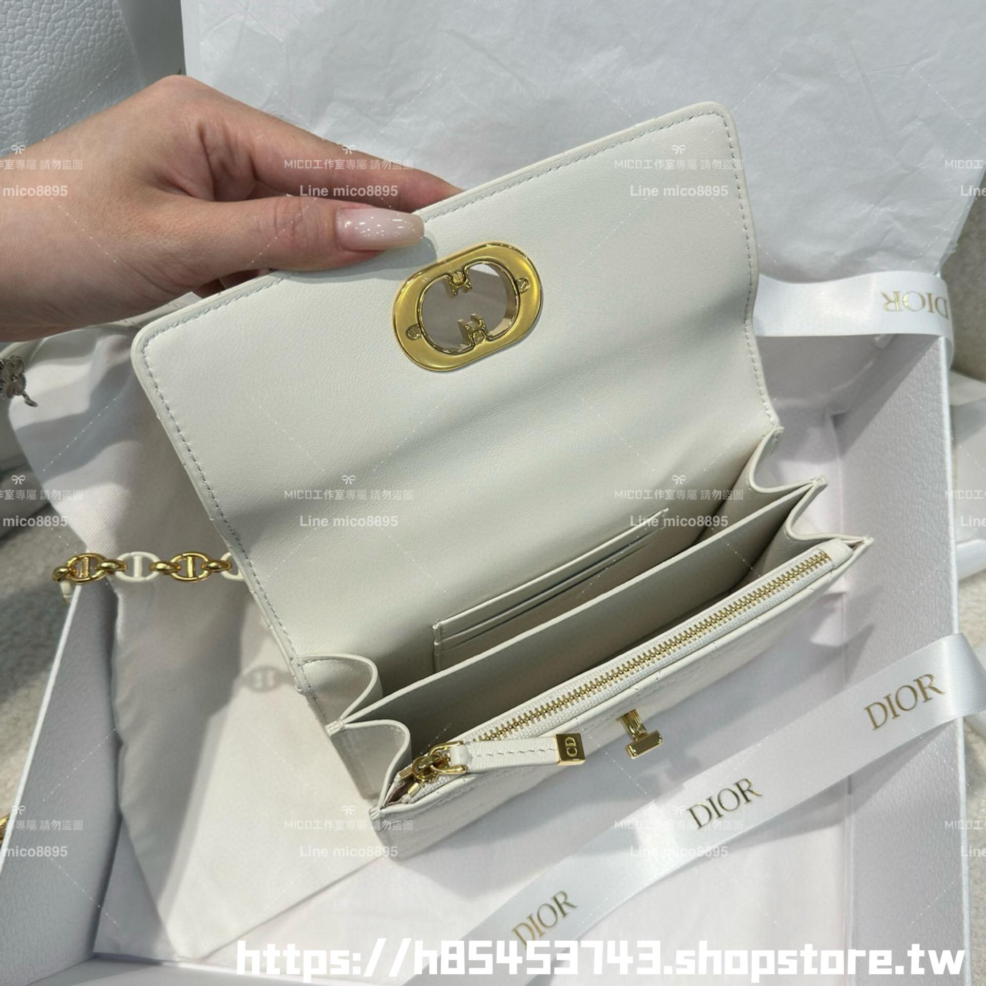 DIOR 小羊皮/真皮 奶白色 Miss Caro /肩背包 18cm