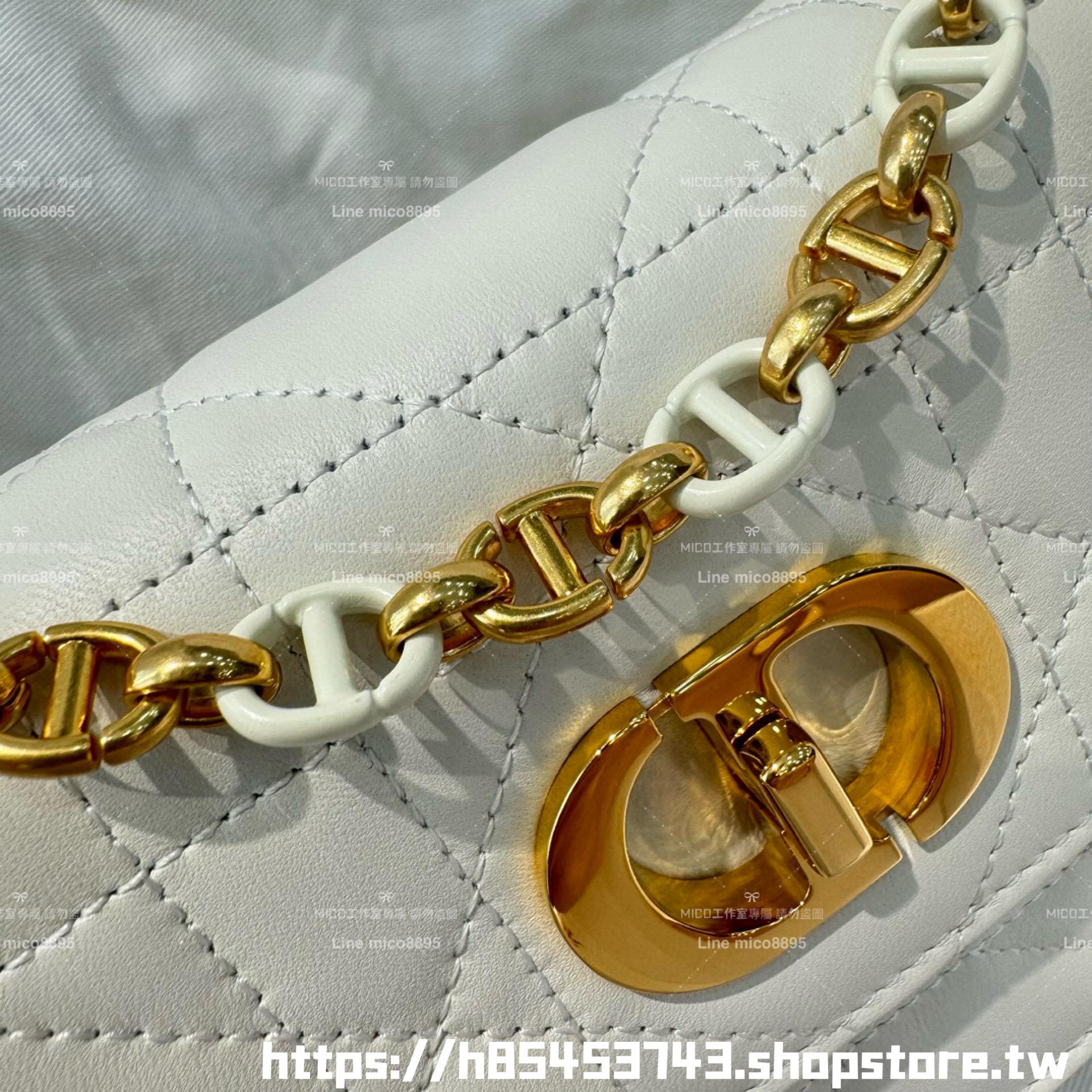 DIOR 小羊皮/真皮 奶白色 Miss Caro /肩背包 18cm