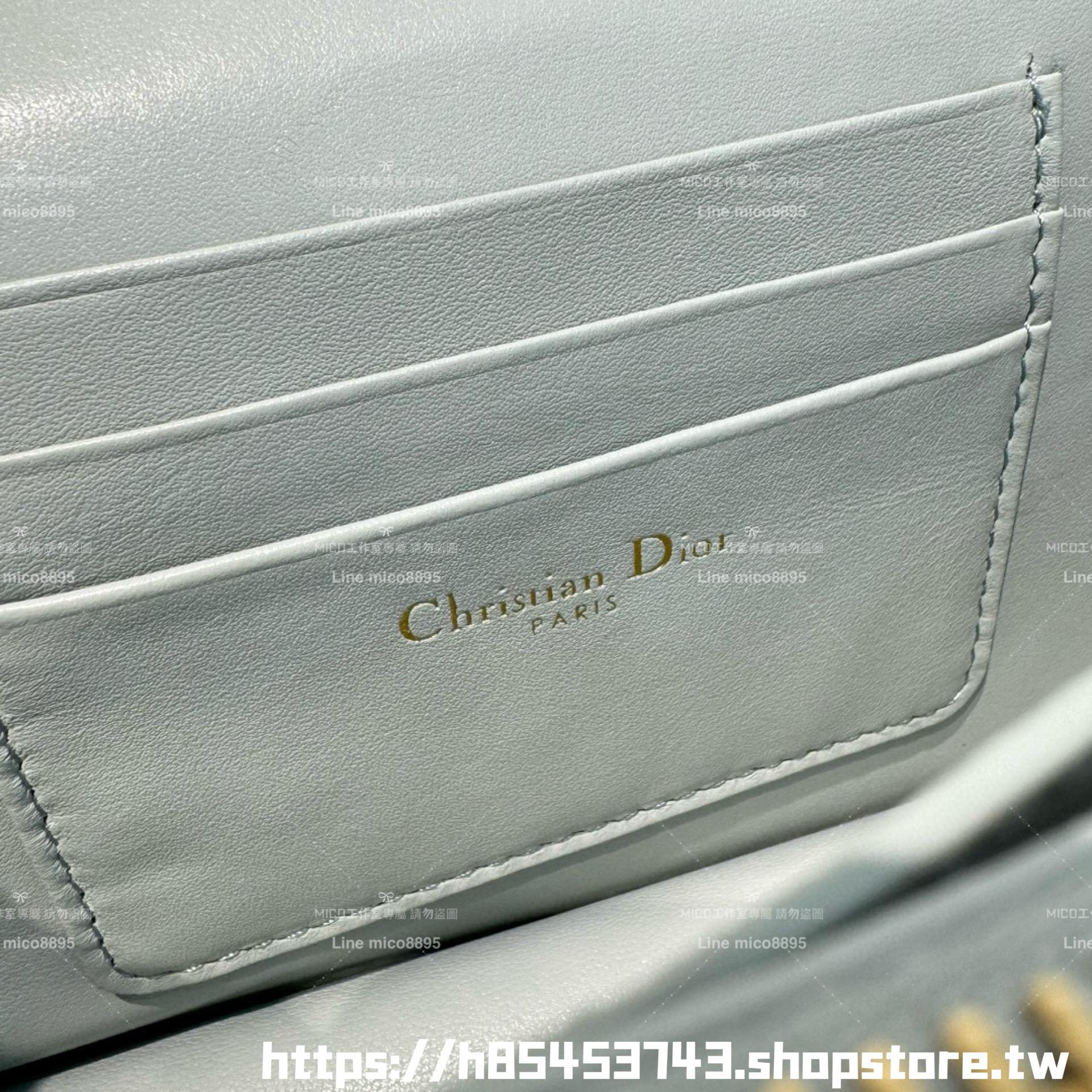 DIOR 小羊皮/真皮 冰川藍 Miss Caro /肩背包 18cm