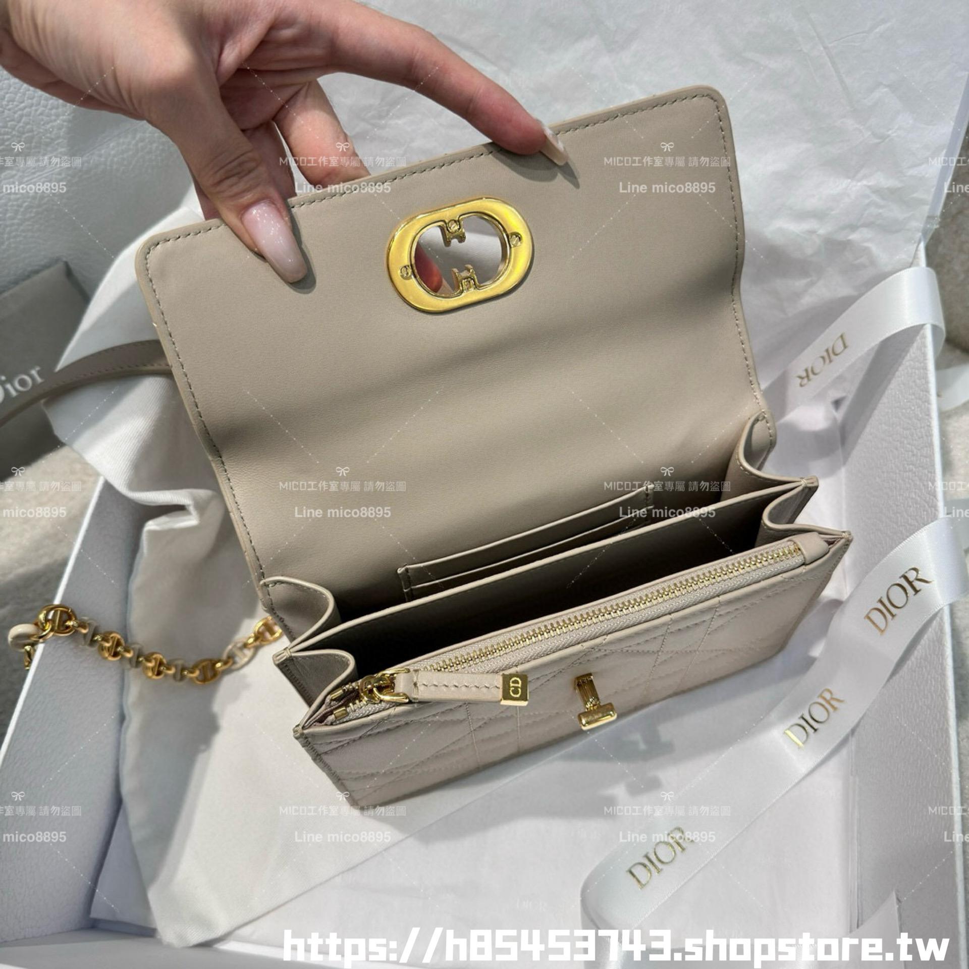 DIOR 小羊皮/真皮 米色 Miss Caro /肩背包 18cm
