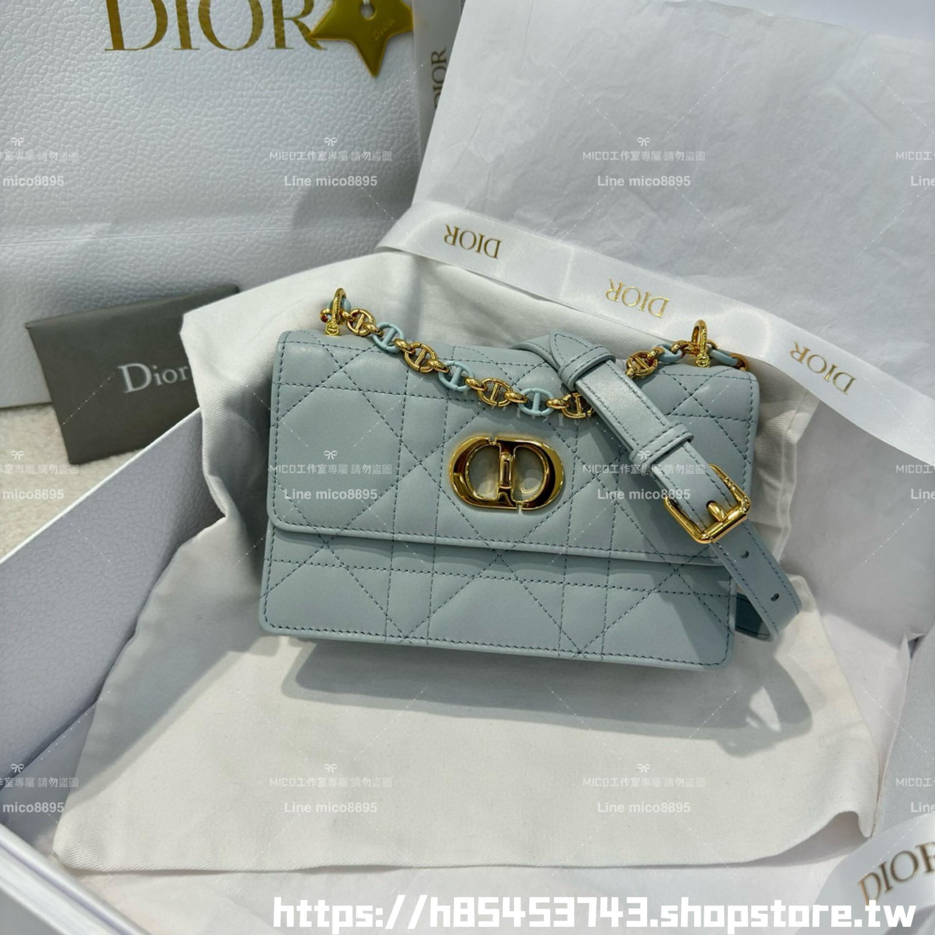 DIOR 小羊皮/真皮 冰川藍 Miss Caro /肩背包 18cm