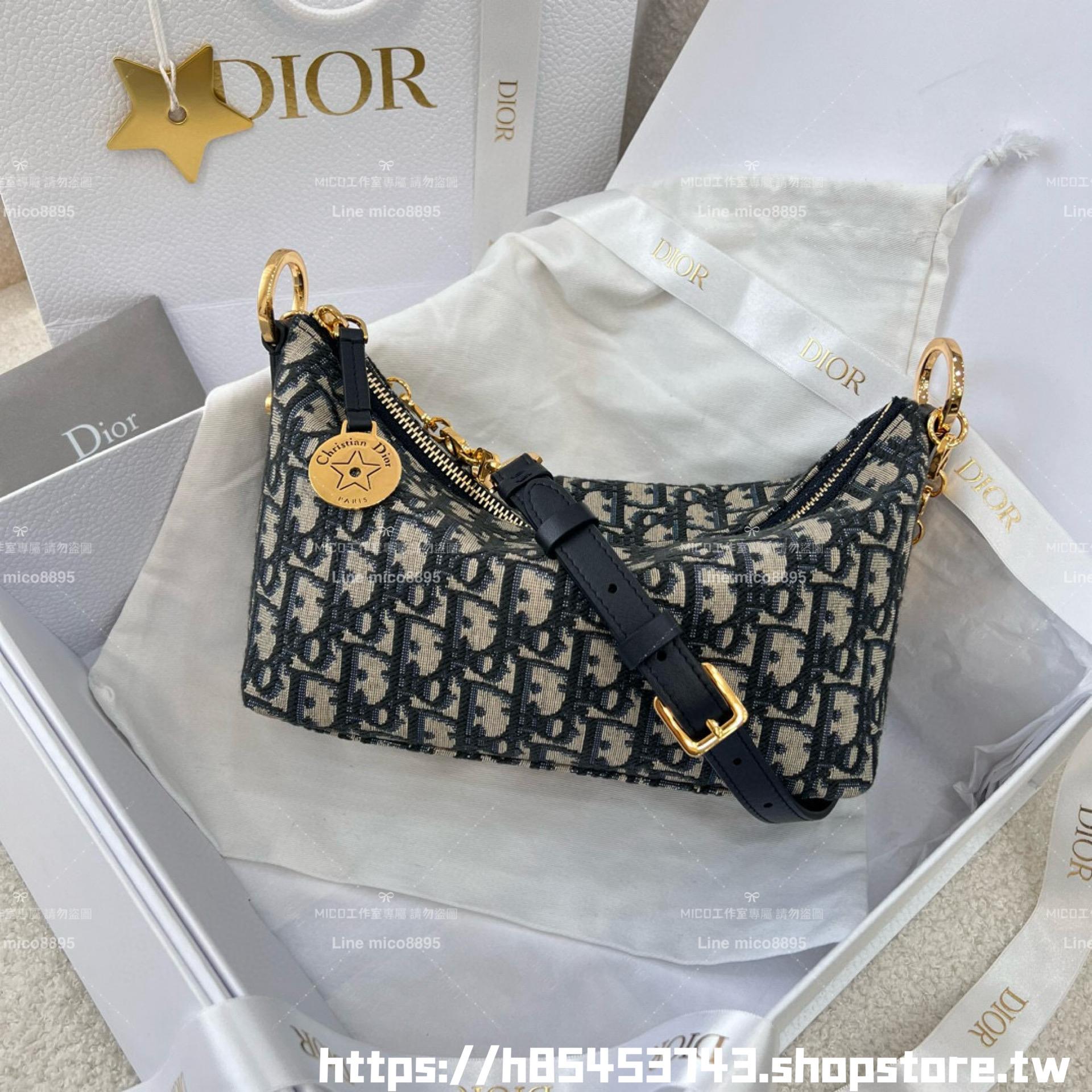 DIOR 老花款 Hobo鏈條手袋 腋下包/肩背包/飯盒包 28cm