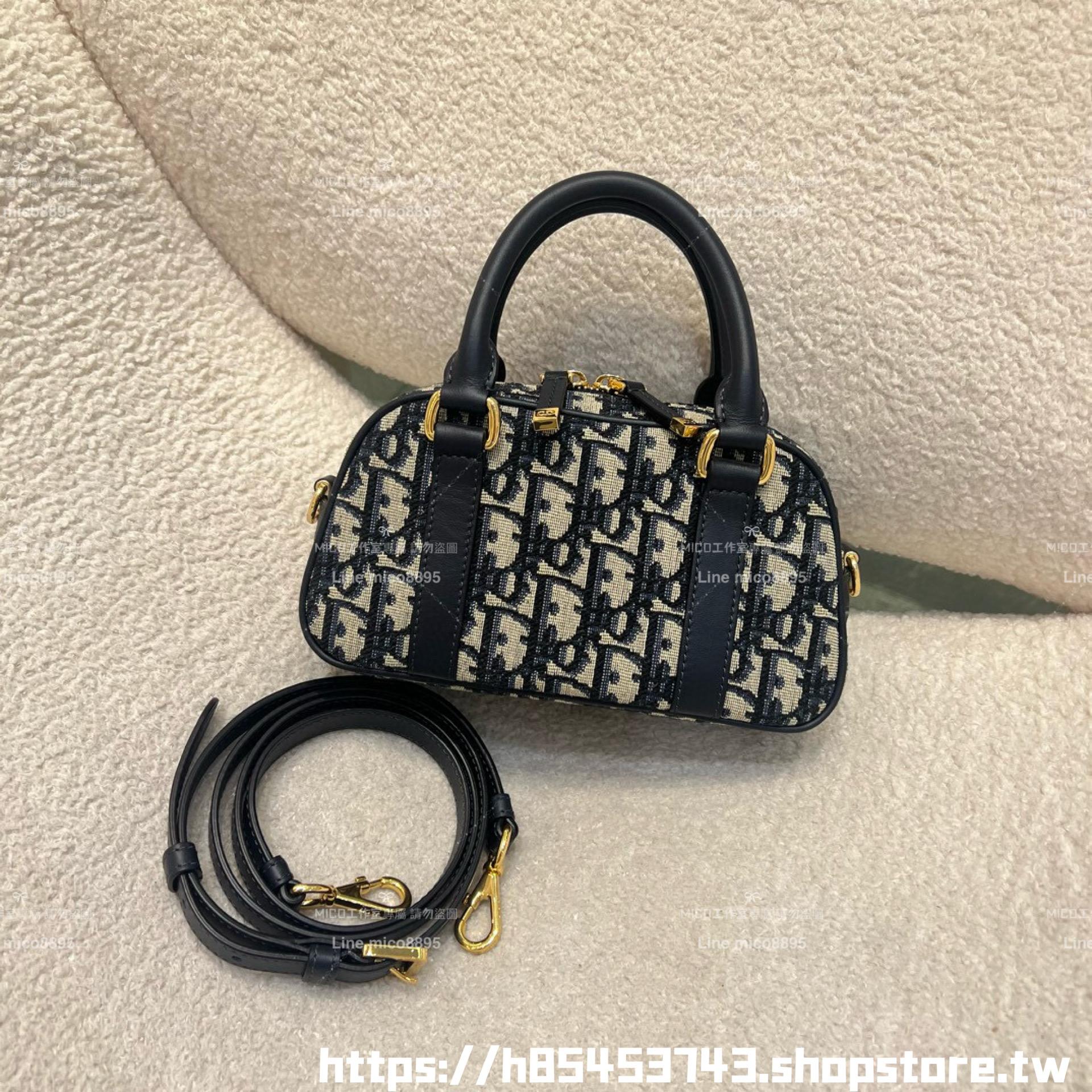DIOR D-Vibe East-West 微型包 保齡球包 Oblique 緹花 20cm