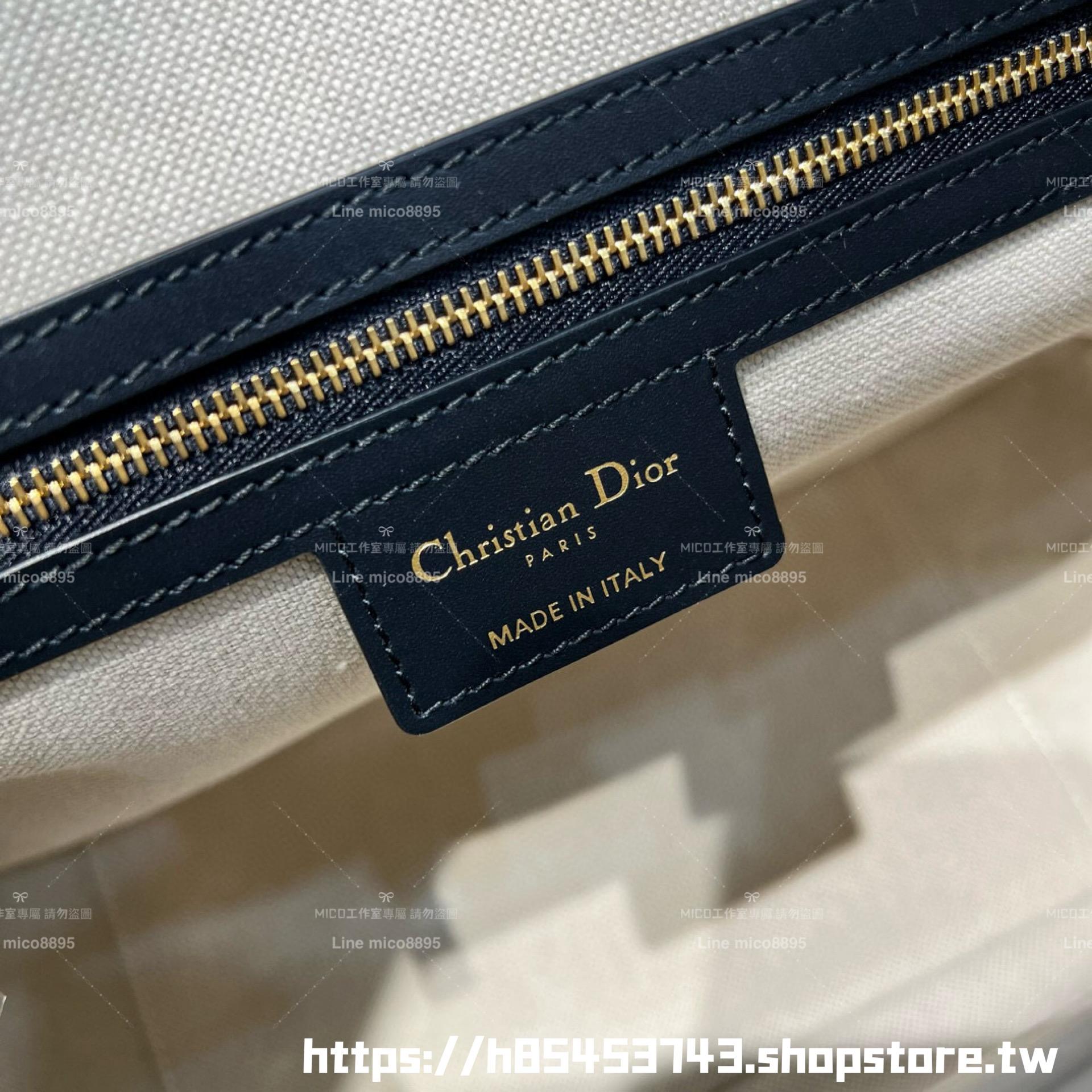 DIOR 可斜挎與手提 D-Vibe 大型保齡球包 Oblique 緹花 31cm