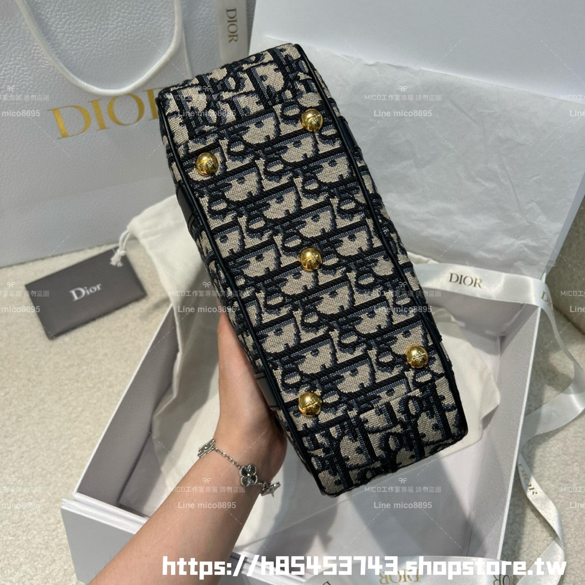 DIOR 可斜挎與手提 D-Vibe 中號 保齡球包 Oblique 緹花 25cm
