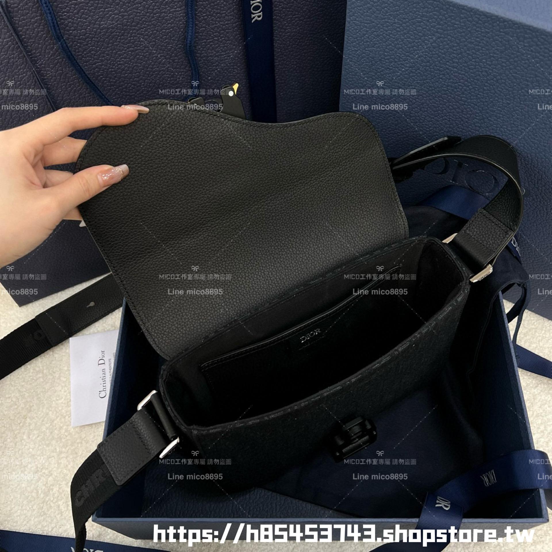 DIOR 黑色Oblique 緹花 Saddle 小型翻蓋郵差包 23cm