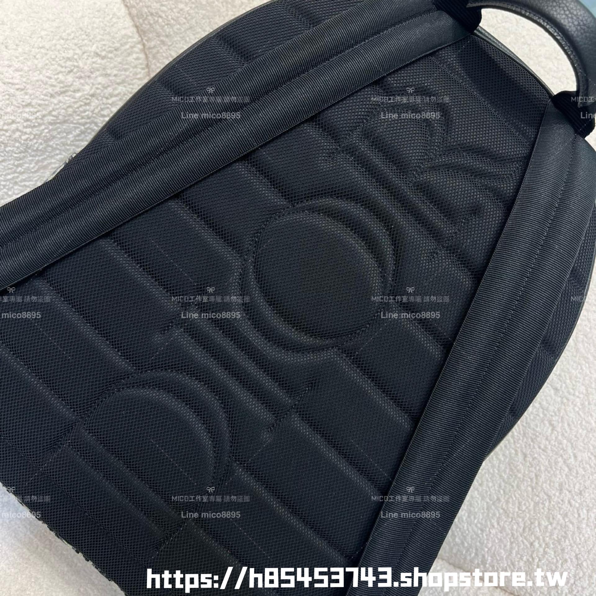 DIOR Saddle 拉鍊後背包 米色和黑色 Oblique 緹花搭配黑色粒面小牛皮