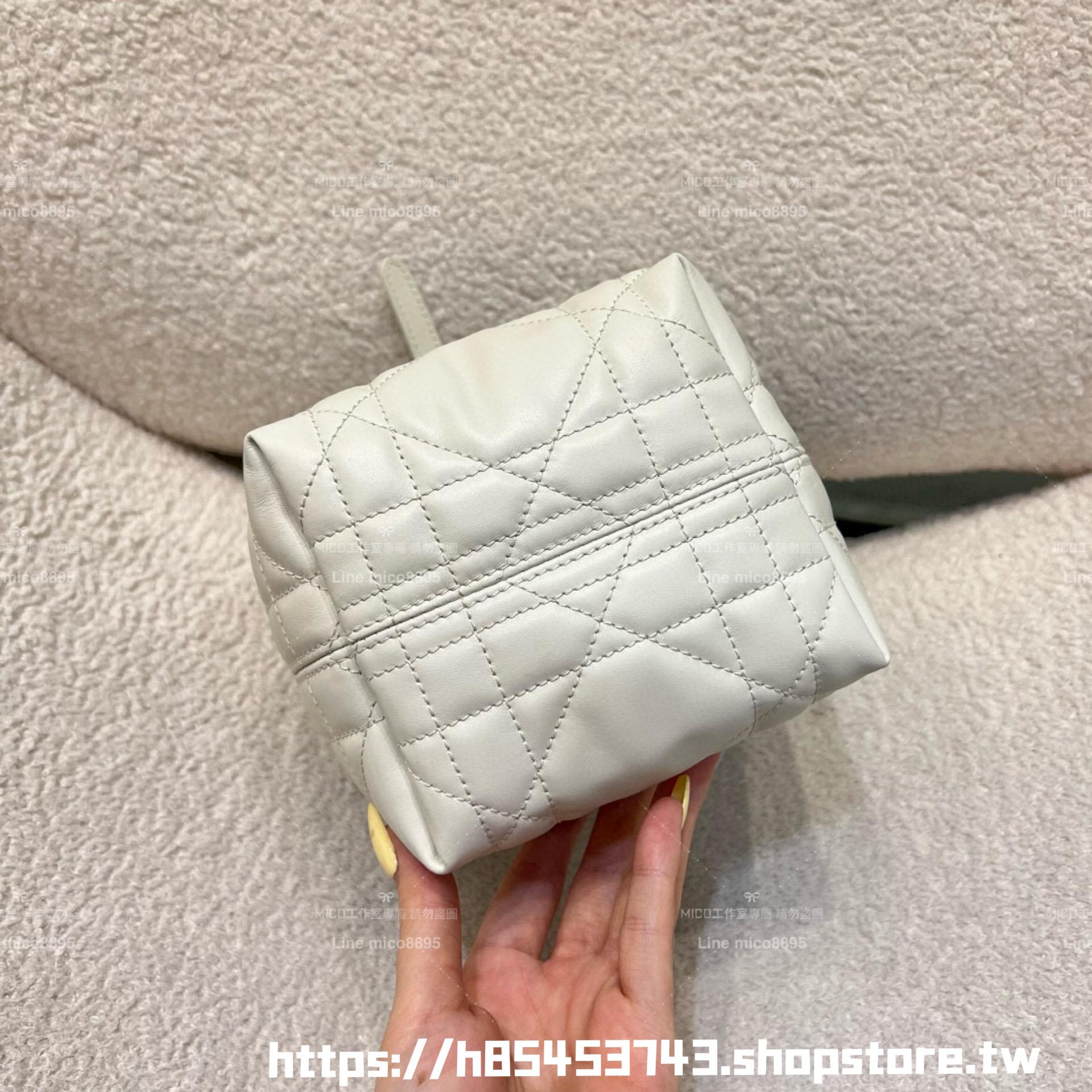 DIOR 奶白色 直式托特包 Toujours mini 水桶包 小牛皮材質 可手提與斜挎 15cm