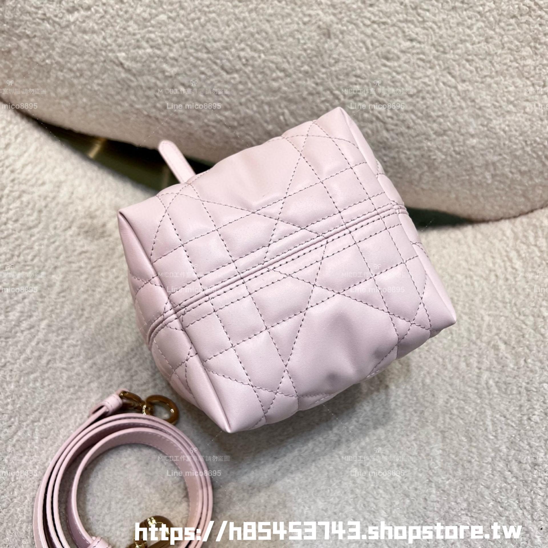 DIOR 胭脂粉 直式托特包 Toujours mini 水桶包 小牛皮材質 可手提與斜挎 15cm